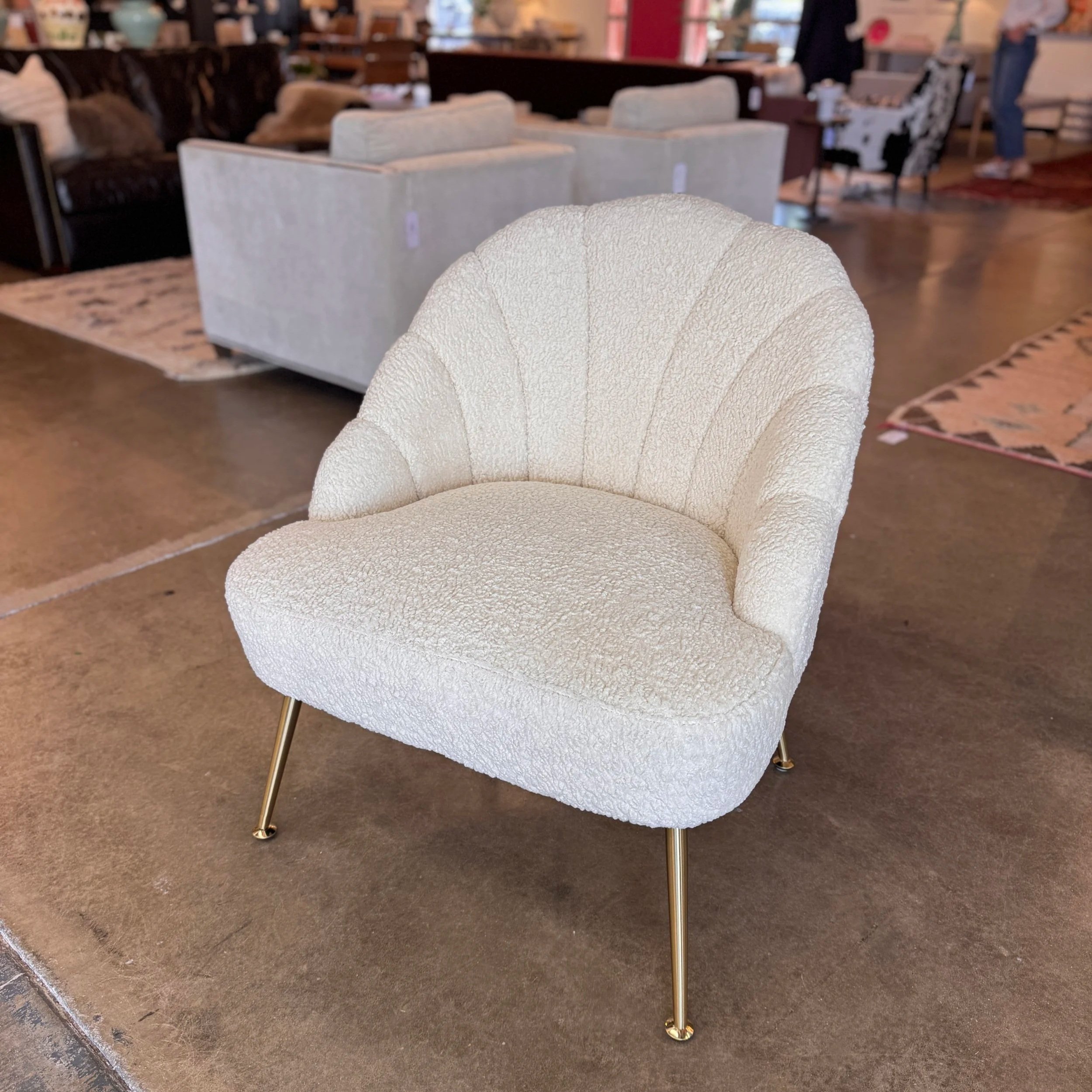 Ivory Boucle Chair (28W x 27D x 33H )