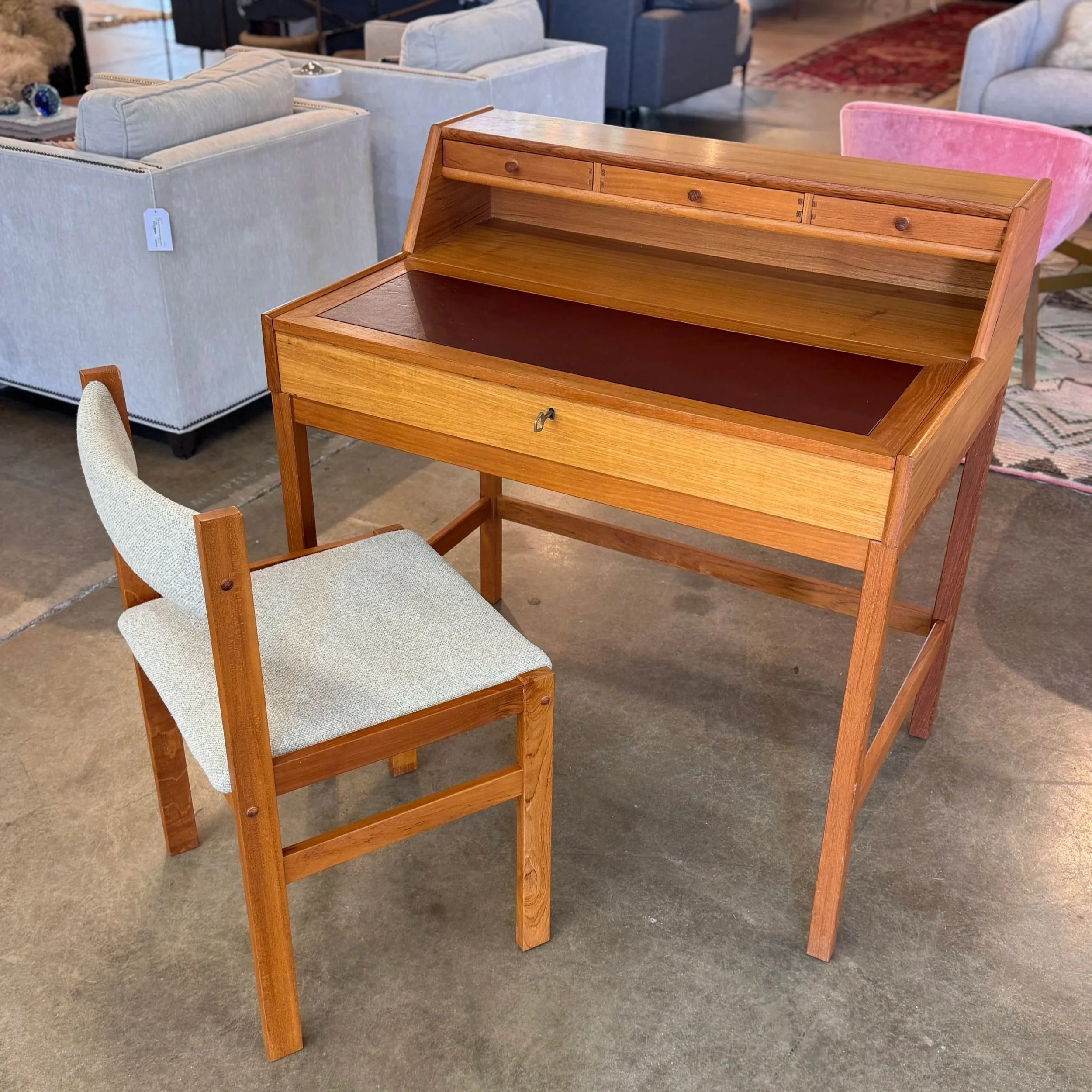 SOLD - Vintage MCM Jensen Danish Teak Desk (36W x 24D x 30H)