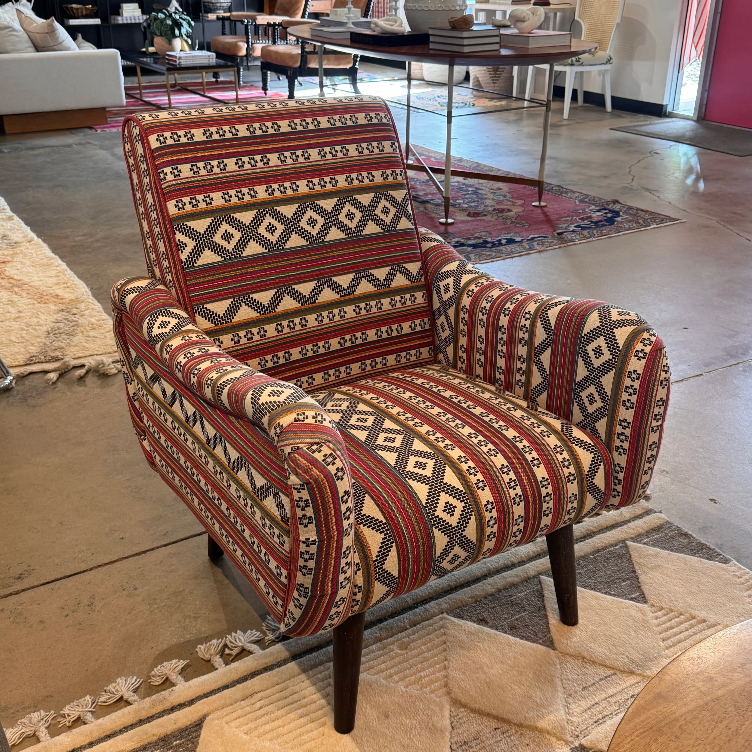 SOLD - Jacquard Print Armchair (29W x 34.25D x 36.25H)