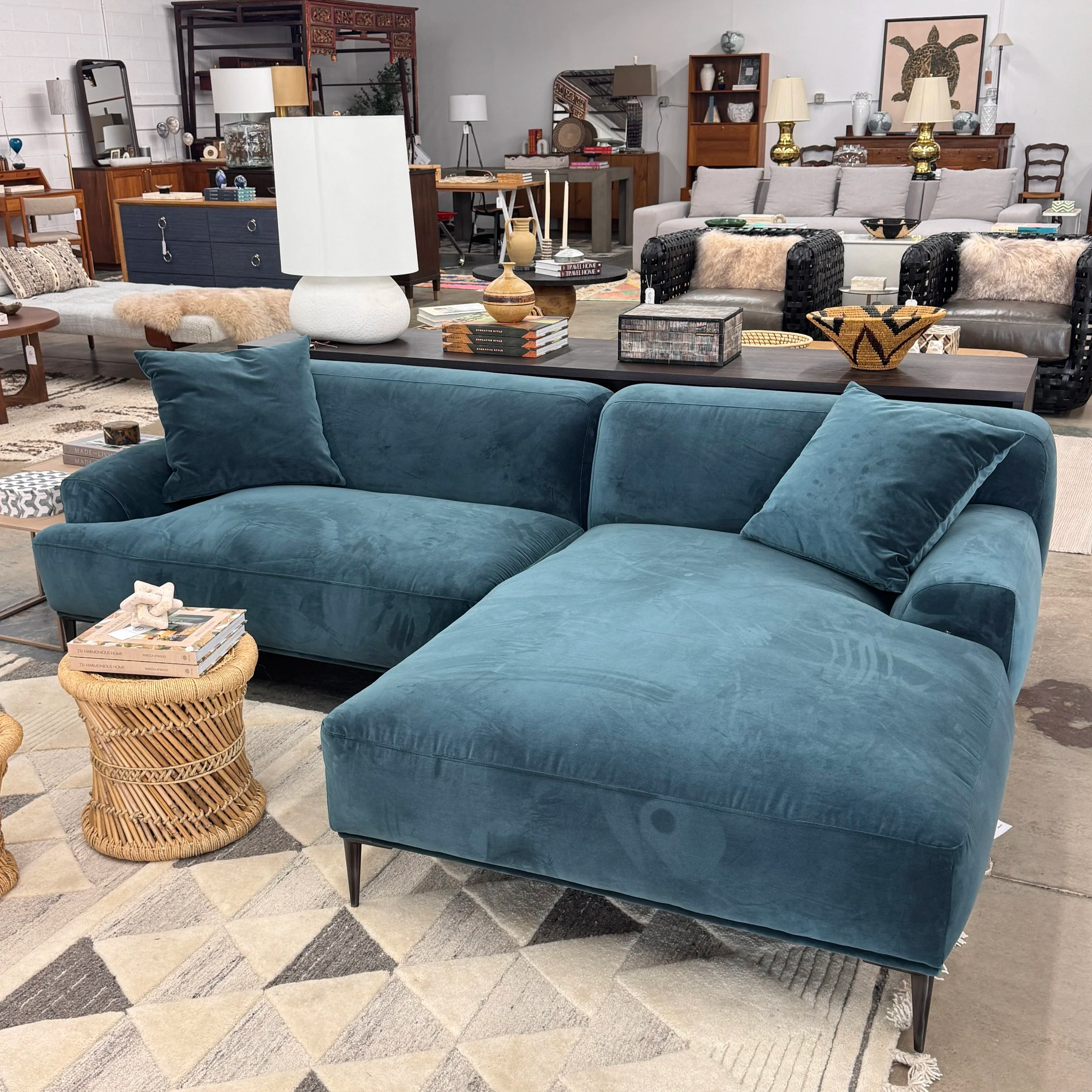 SOLD - Article Velvet Abisko Sectional (94.5W x 63.5D x 21.5H)
