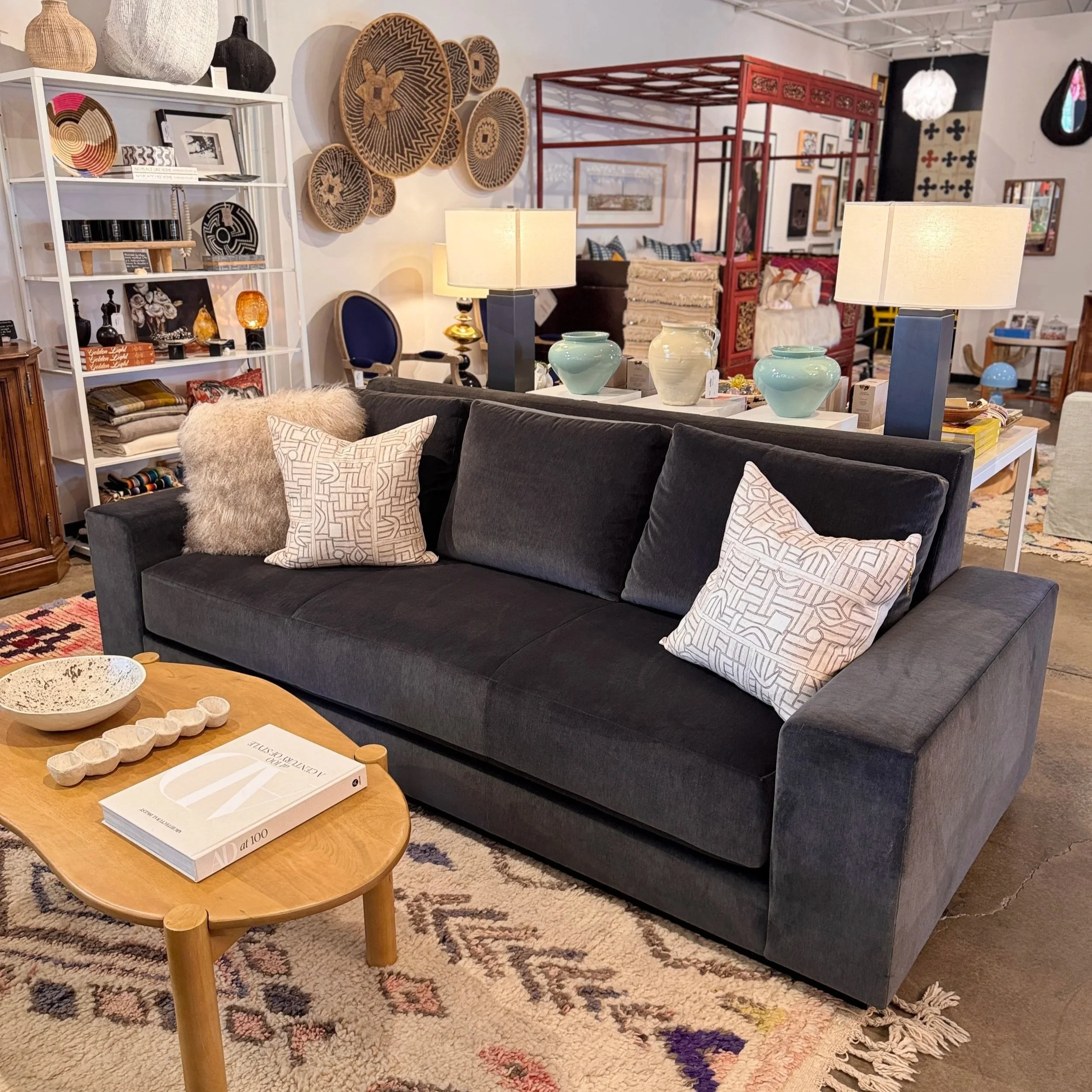 Holly Hunt Custom Velvet Mohair Sofa (x2) - 98W x 41.5D x 34H