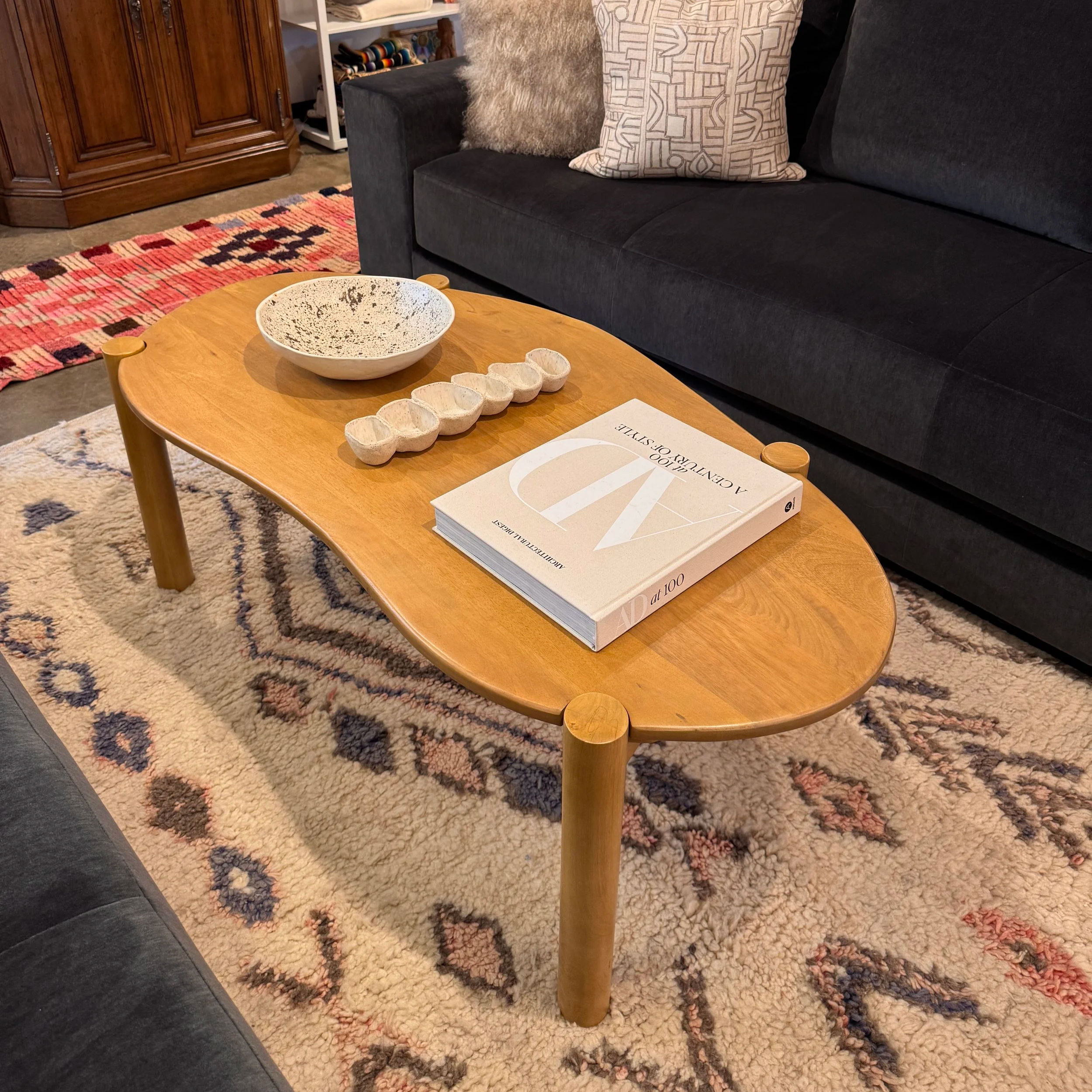 Solid Wood Asymmetrical Coffee Table - 48W x 25D x 18H