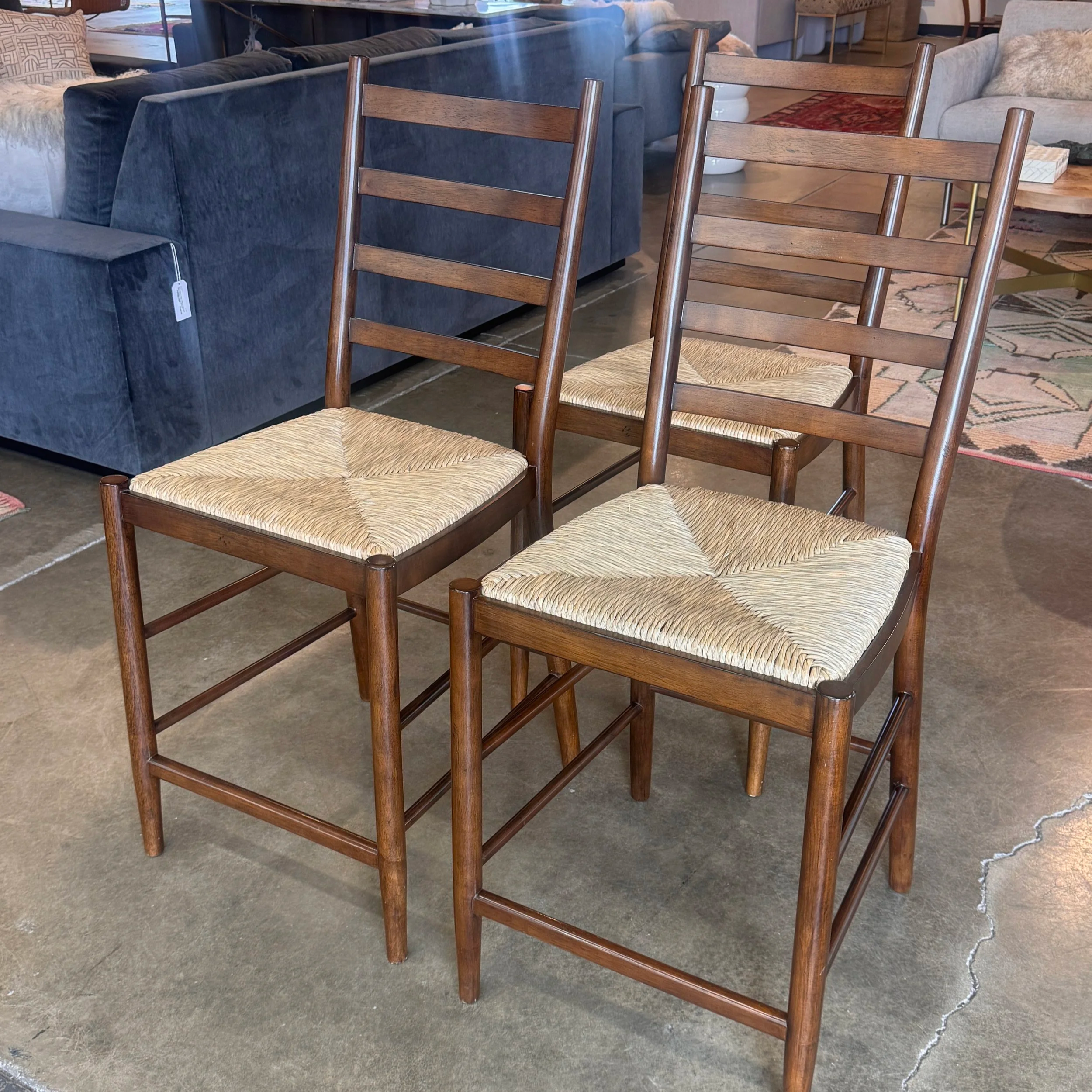 PB Rush Seat Ladderback Counter Stool (x3)