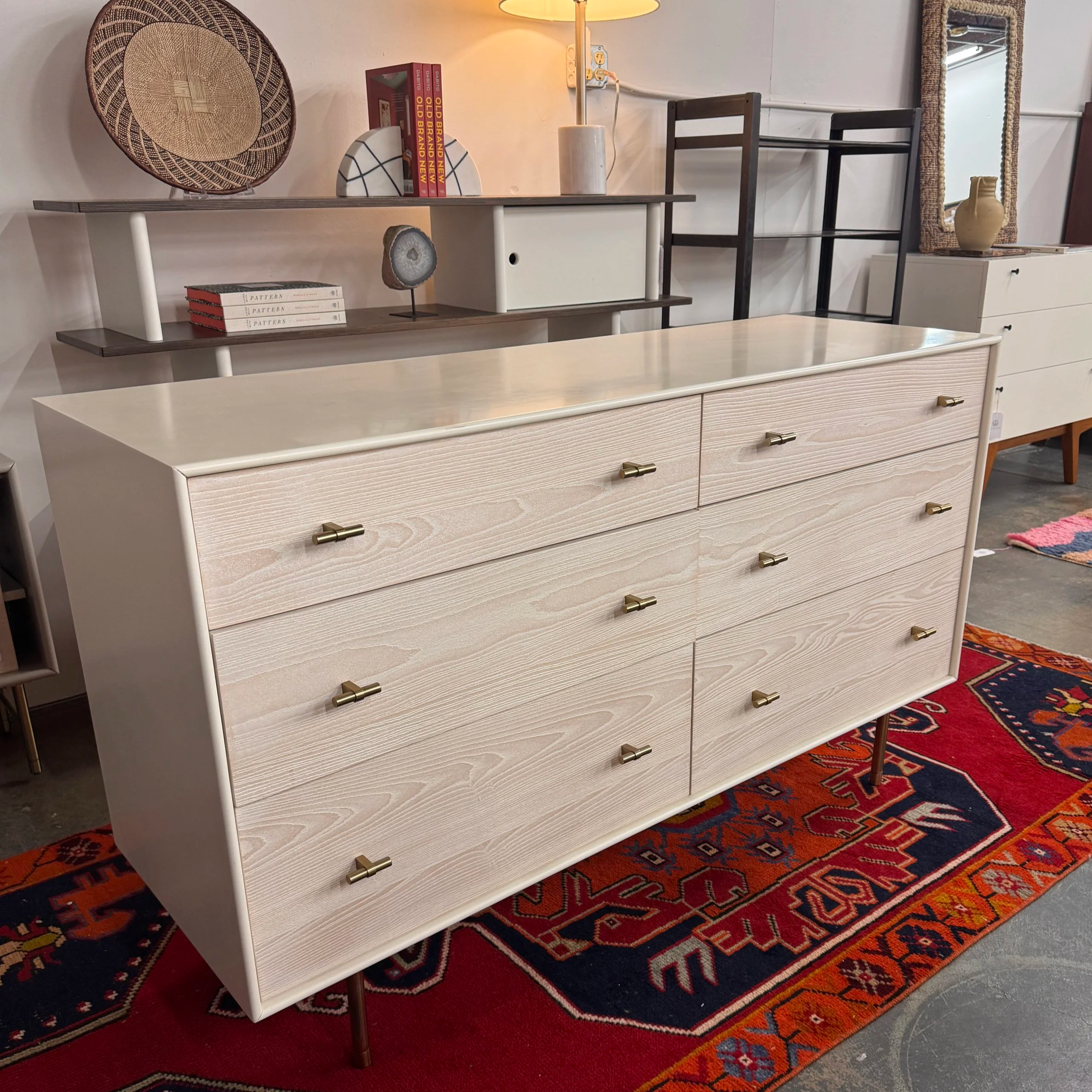 SOLD - West Elm Modernist Wood & Lacquer Dresser (56W x 19D x 33H)