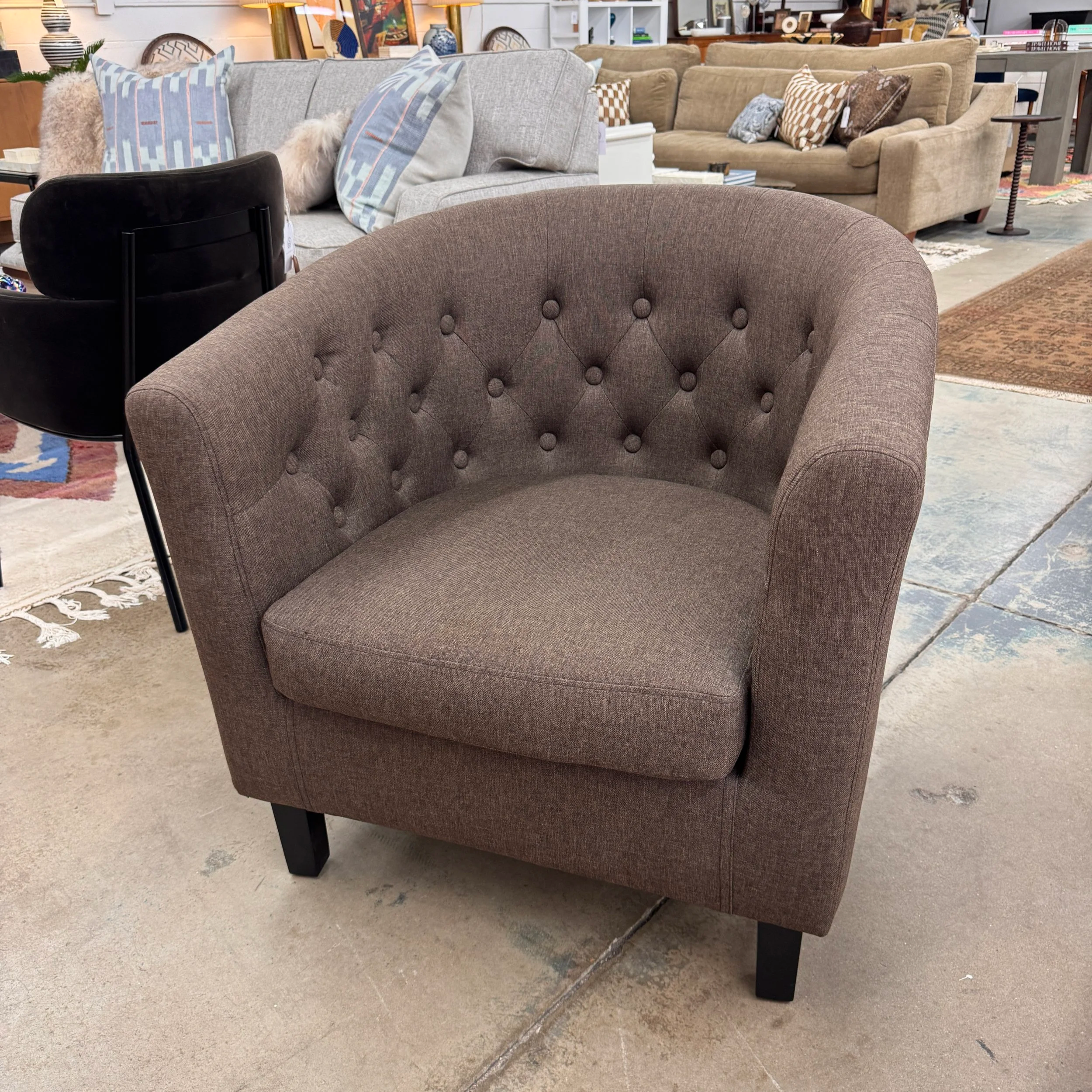 SOLD - Tufted Brown Armchair