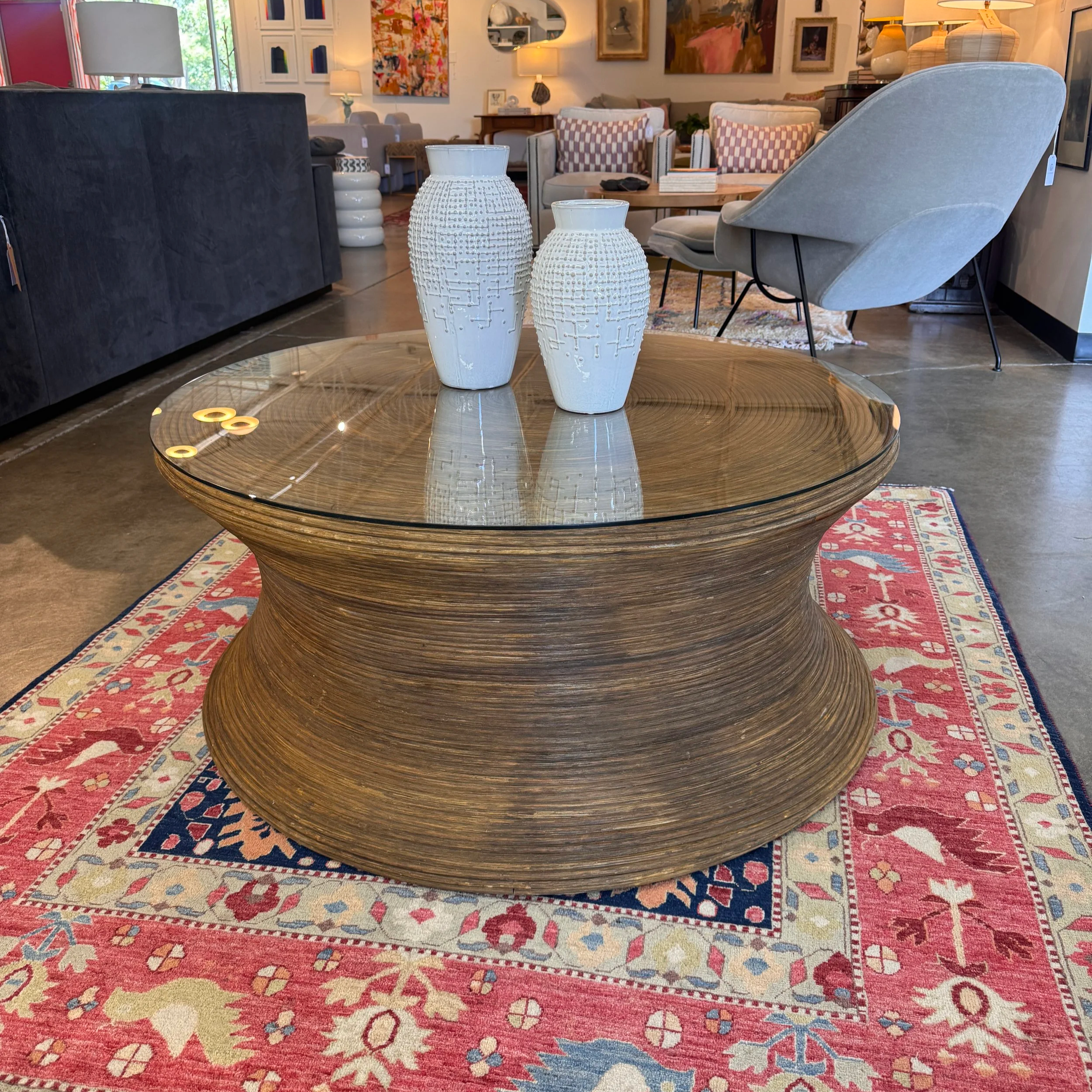 Vintage Pencil Reed Coffee Table (40D x 18H)