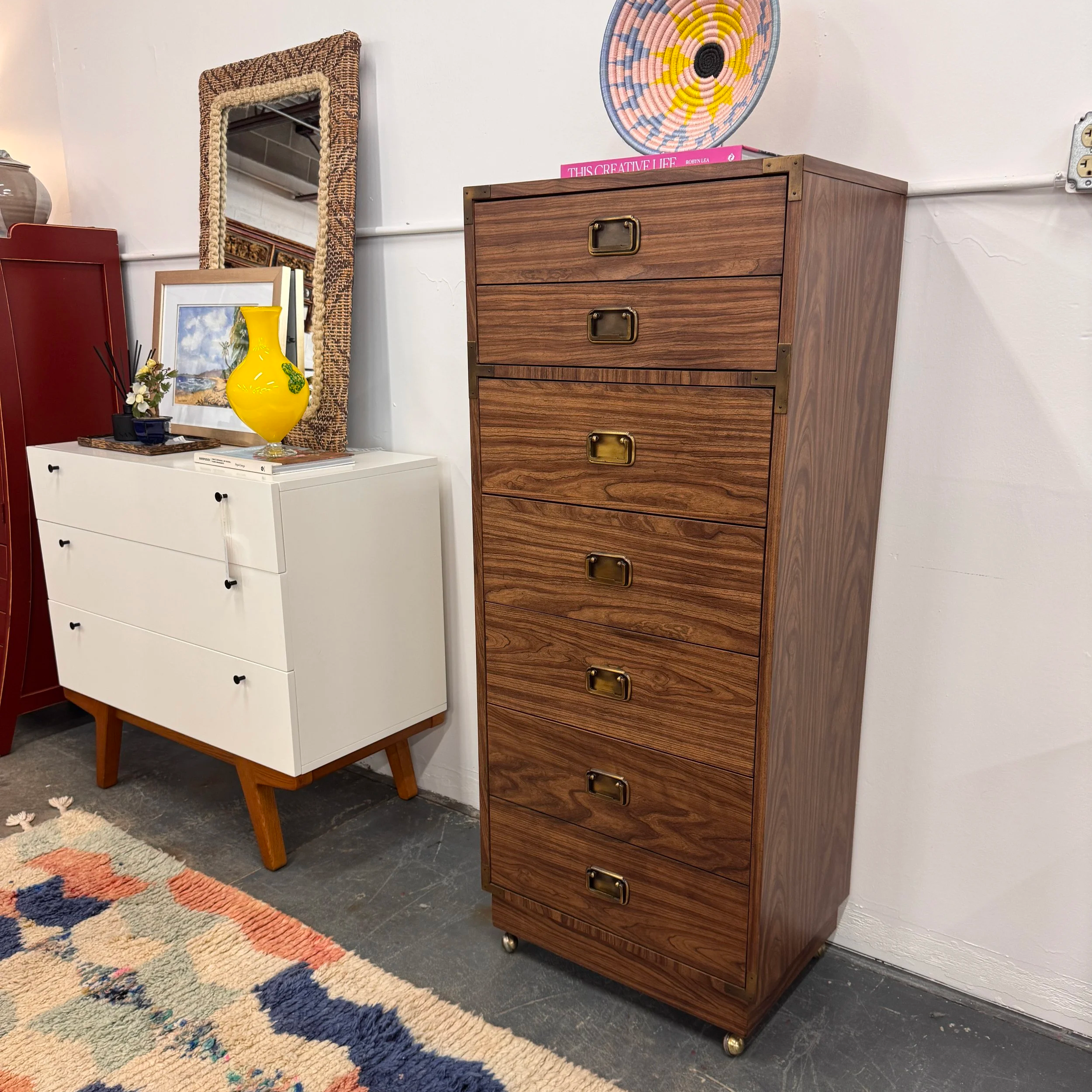 Vintage Drexel Tallboy Dresser (22.25W x 15.5D x 54H)