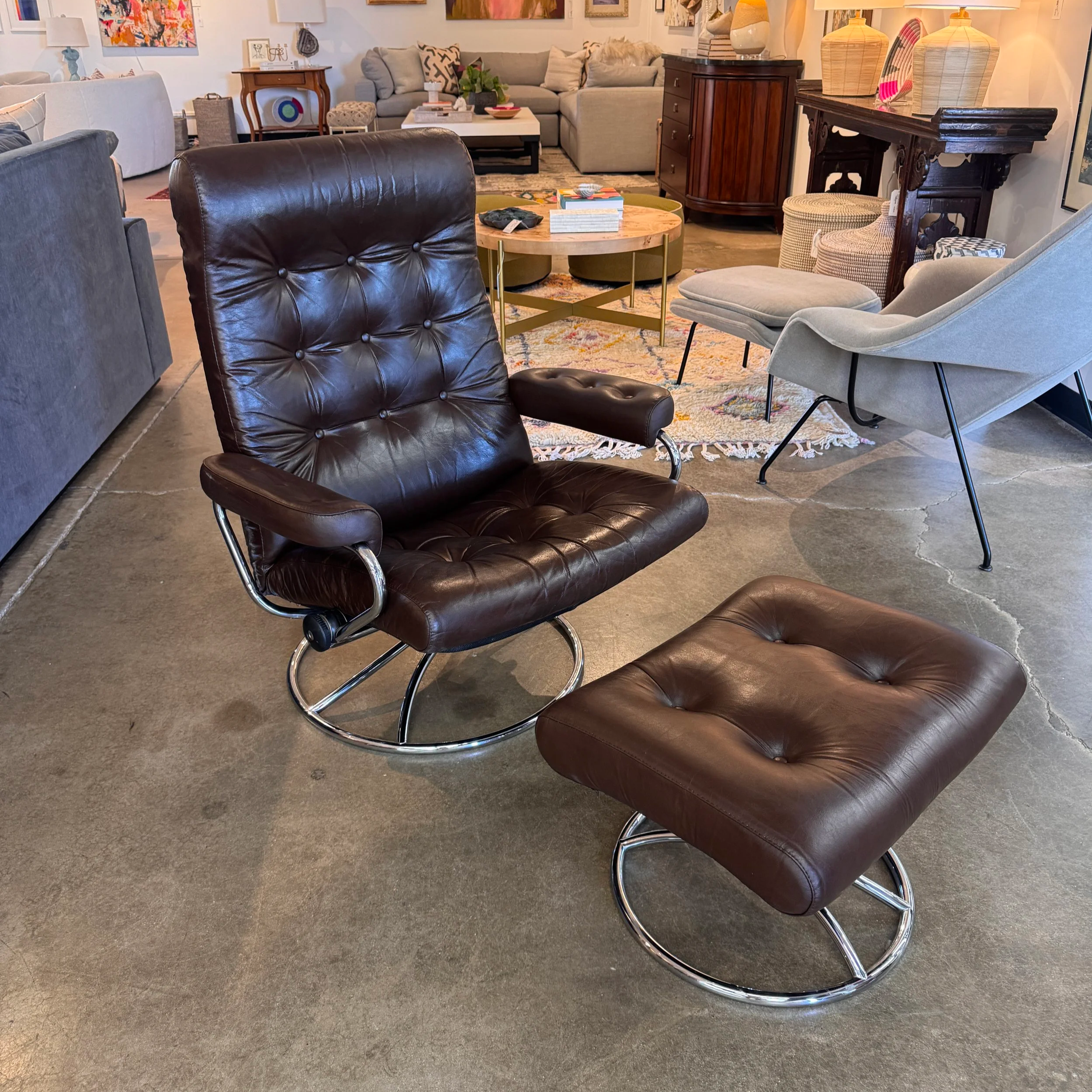 Vintage Ekornes Stressless Recliner + Ottoman
