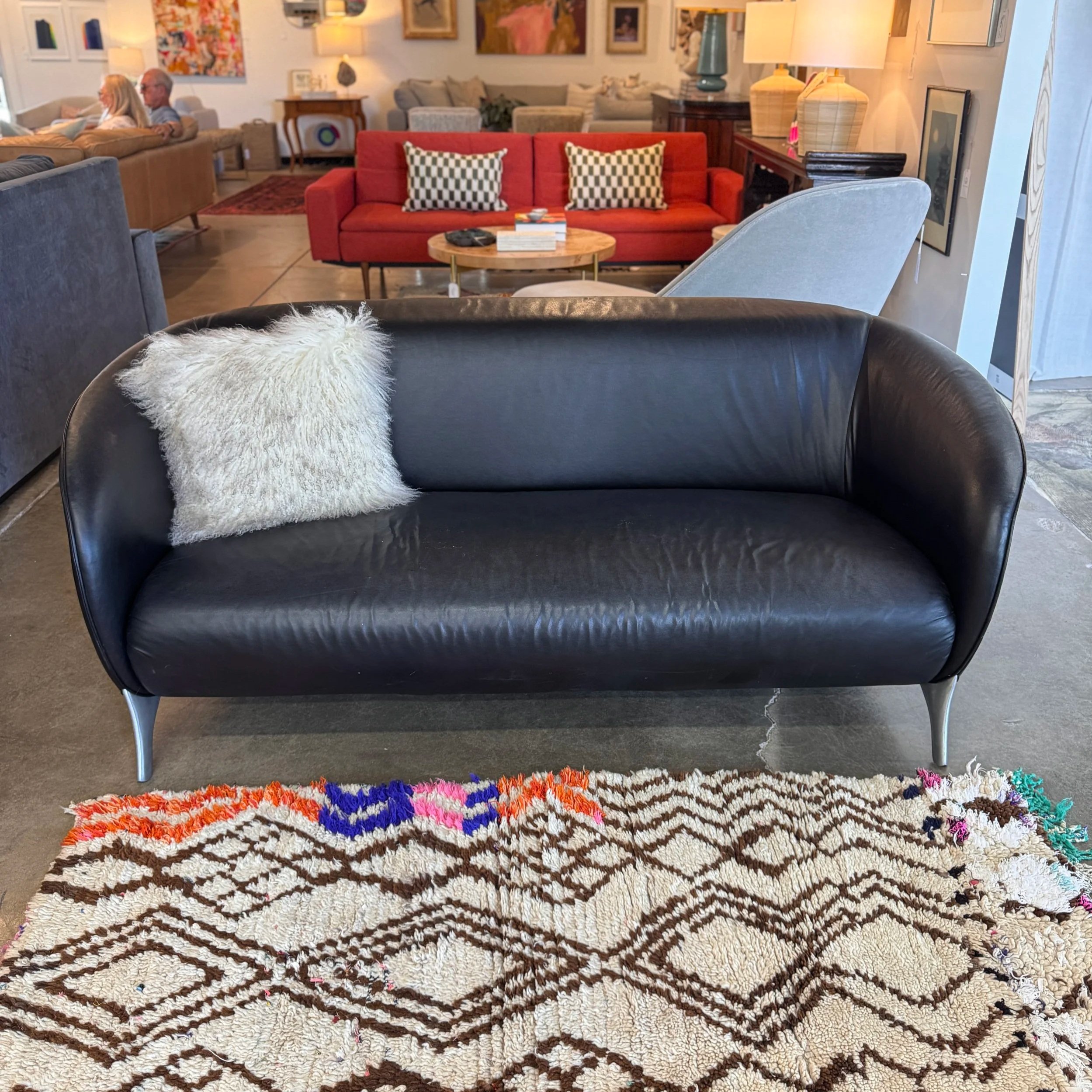 Vintage MCM Leather Sofa (70W x 30D 29H)