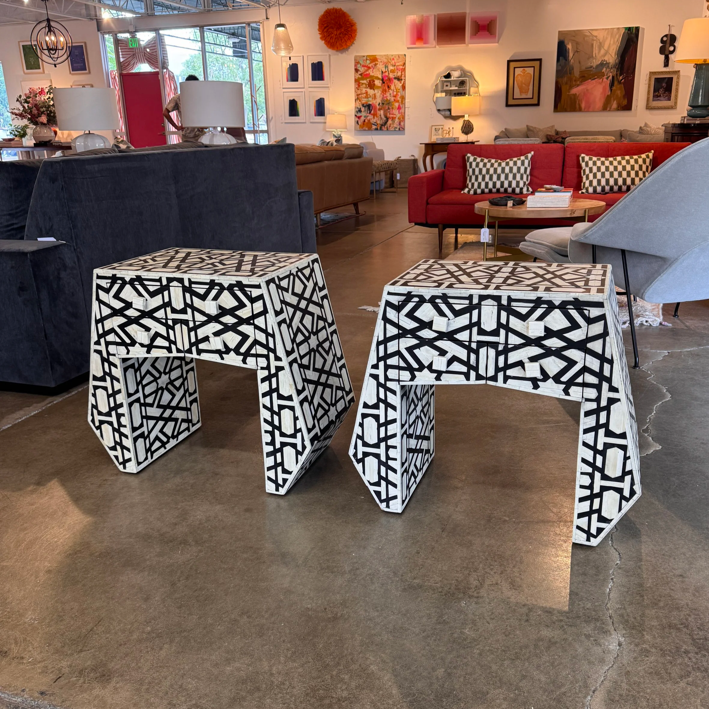 SOLD - Bone Inlay Side Table (20W x 14D x 25H)