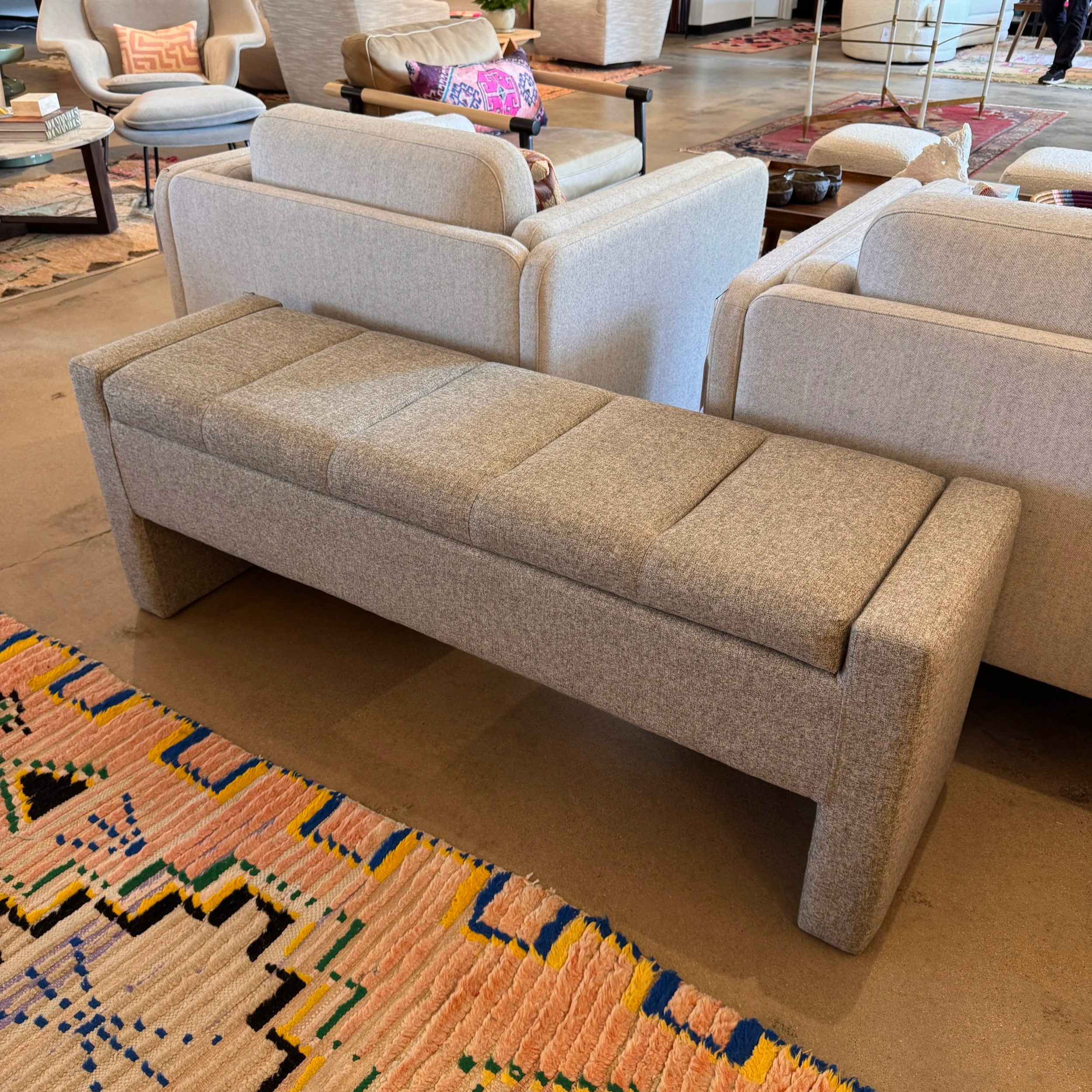 SOLD - Four Hands Upholstered Storage Bench (55W x 16D x 20H)