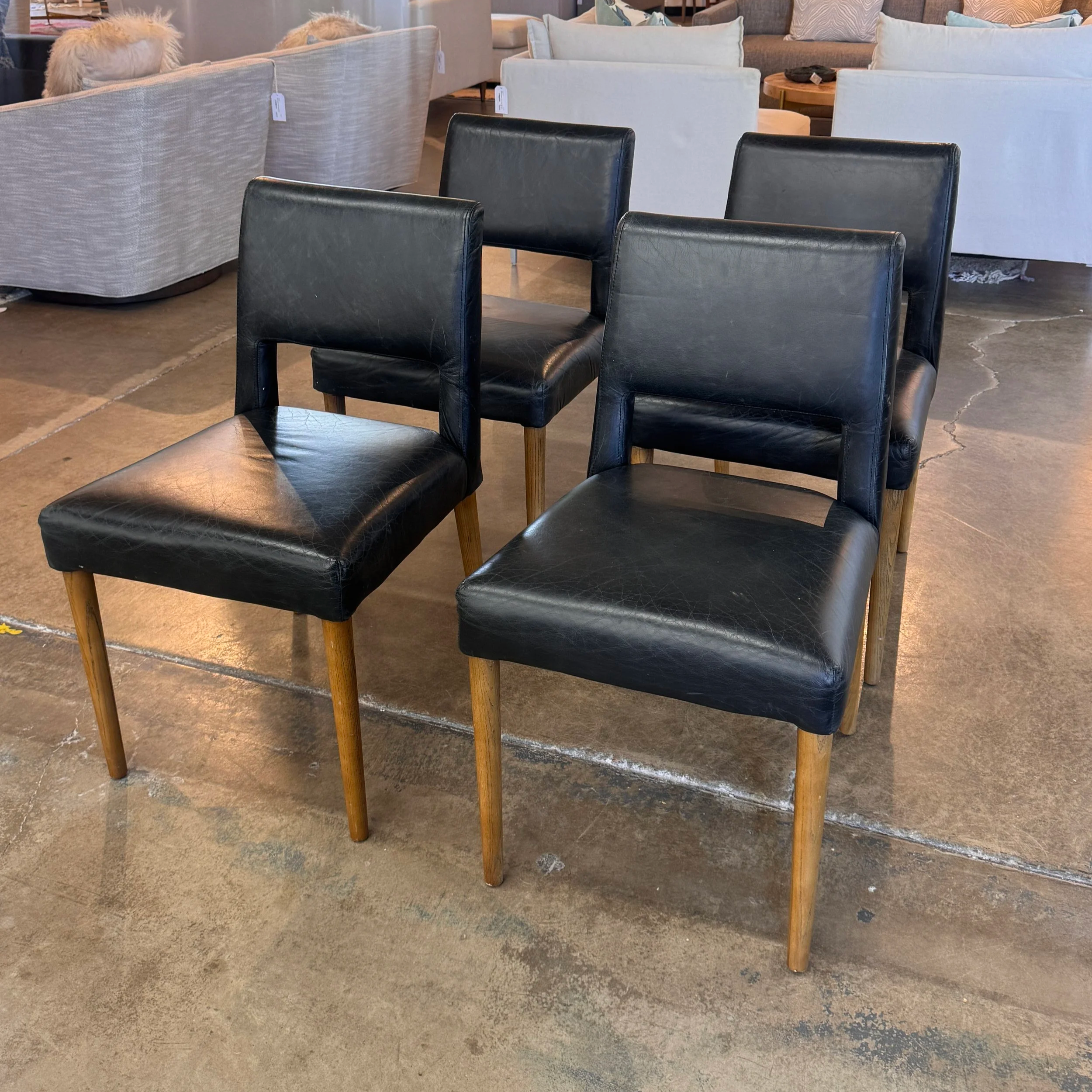 SOLD - Four Hands Leather Dining Chair (x4)