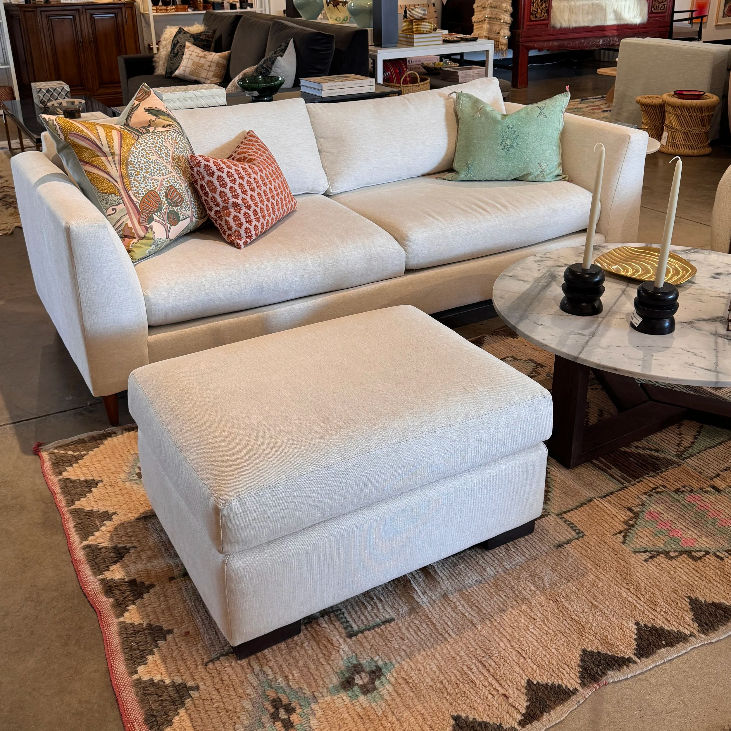 SOLD - Crate & Barrel Monterey Sofa + Ottoman (84W x 39D x 29H)	