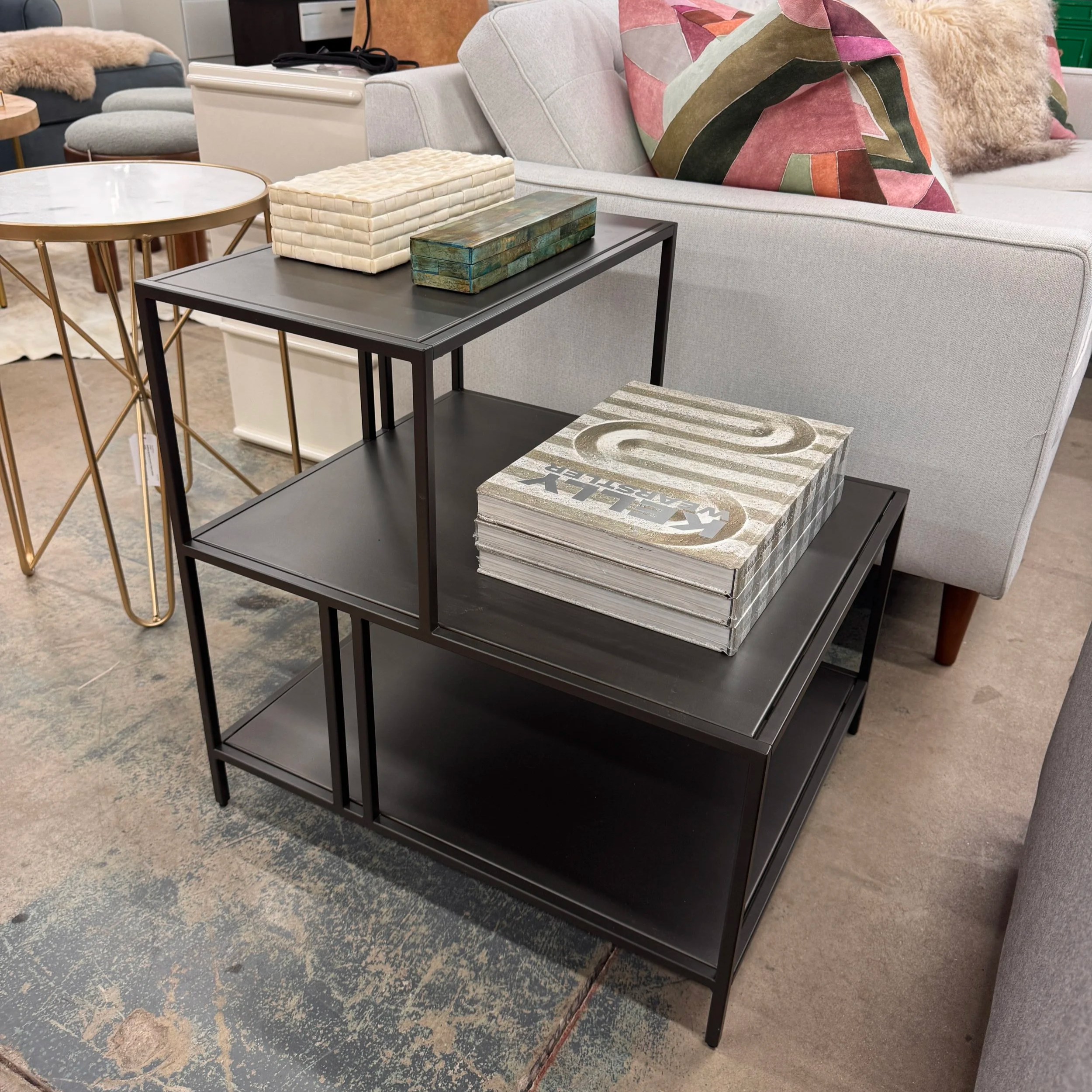 SOLD - West Elm Profile Tiered Side Table (20 x 24 x 24)