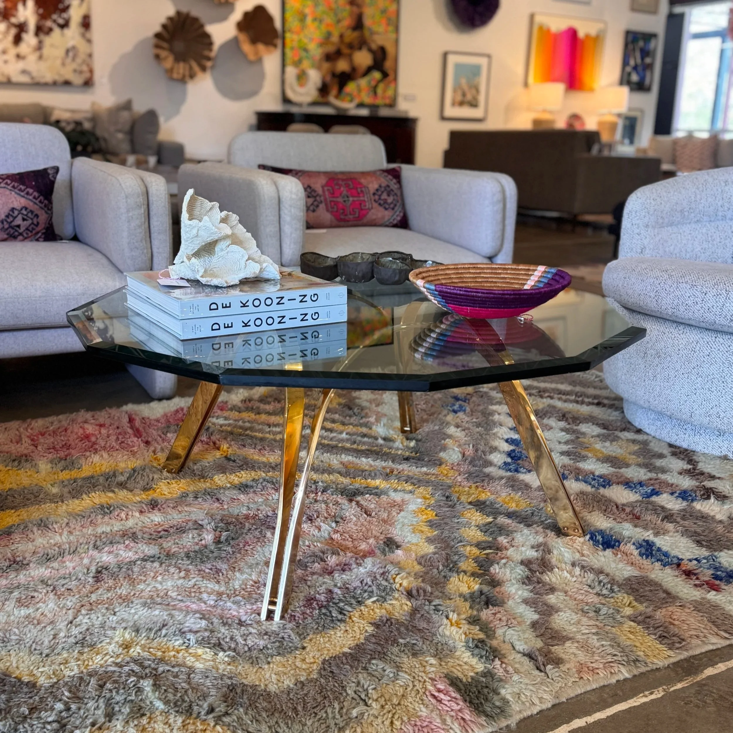 SOLD - Vintage 1970's Roger Sprunger style Coffee Table (42D x 18H)