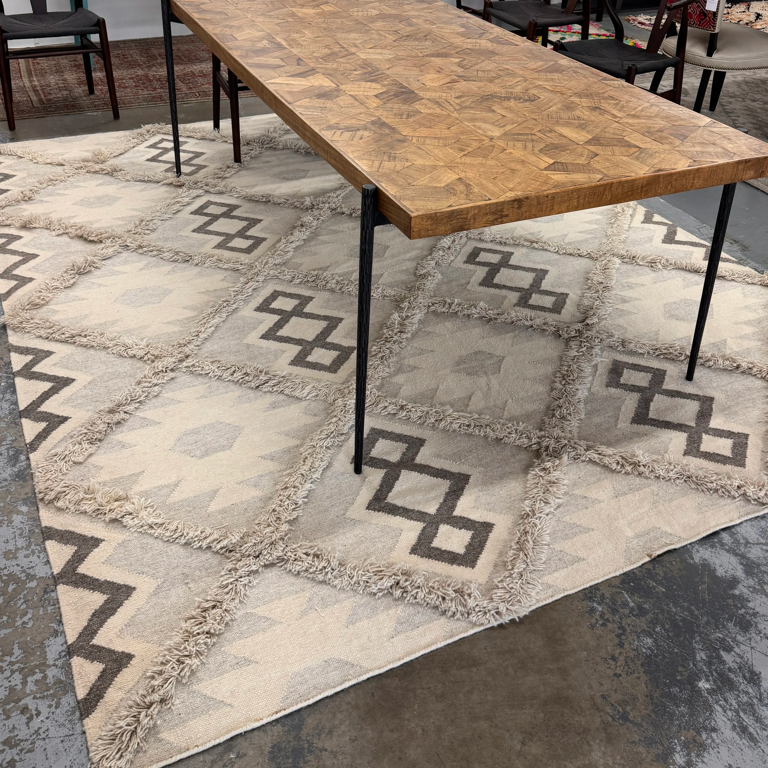 SOLD - Geometric Tufted Wool Rug