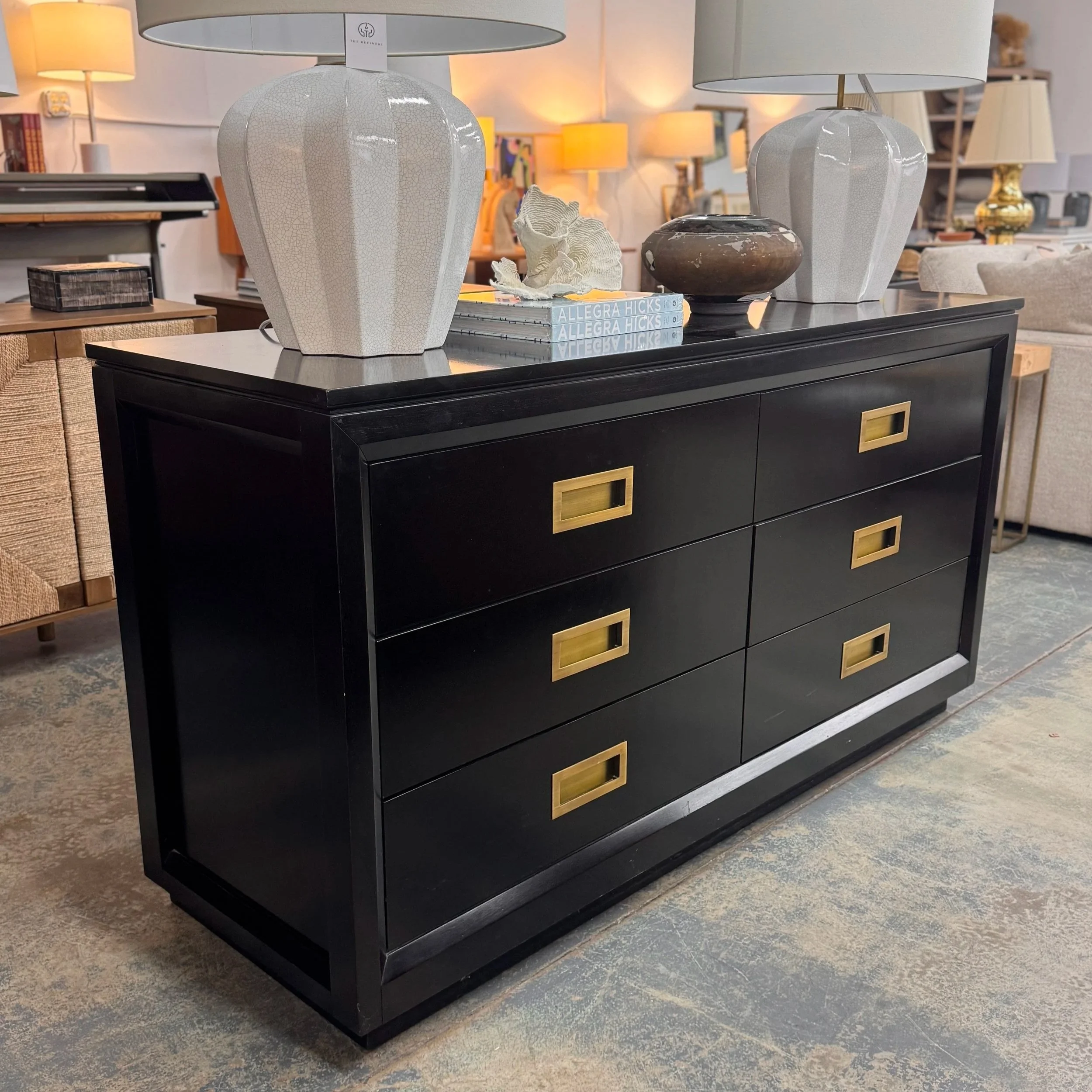 Black Lacquered Campaign Dresser (67w x 22d x 35h)