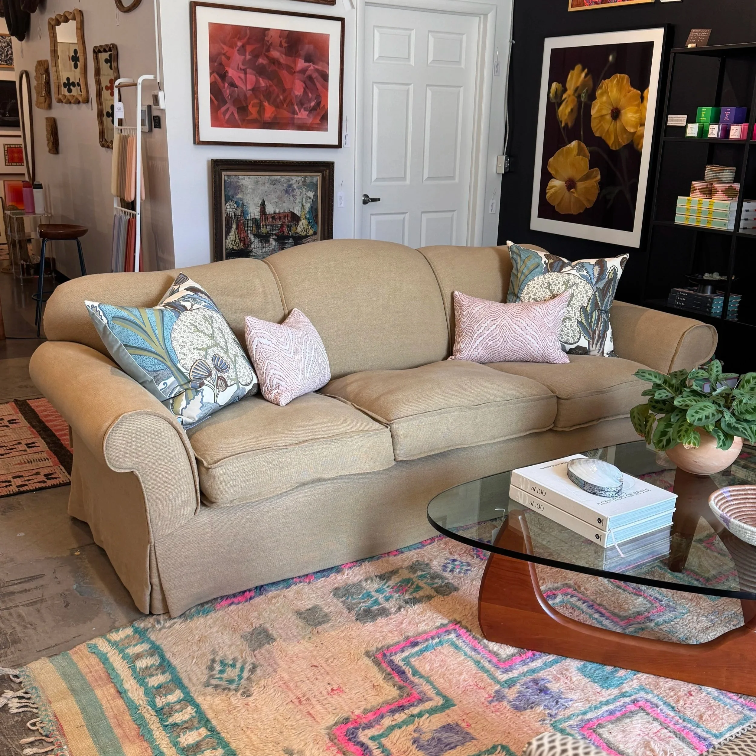 Custom Scalloped Back Sofa