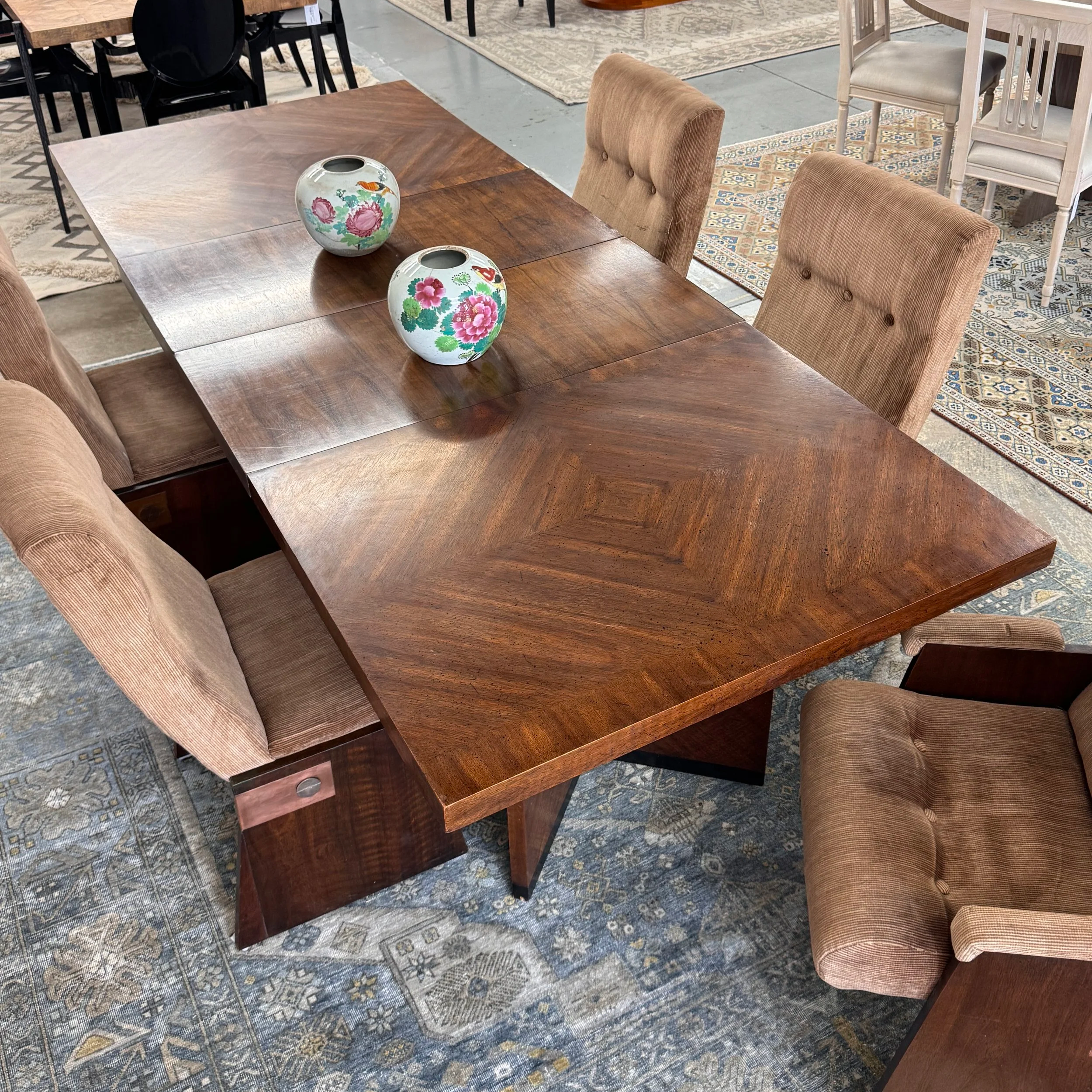 Vintage 1970s Brutalist Extendable Dining Table by Lane Furniture (62" - 98W x 40D)