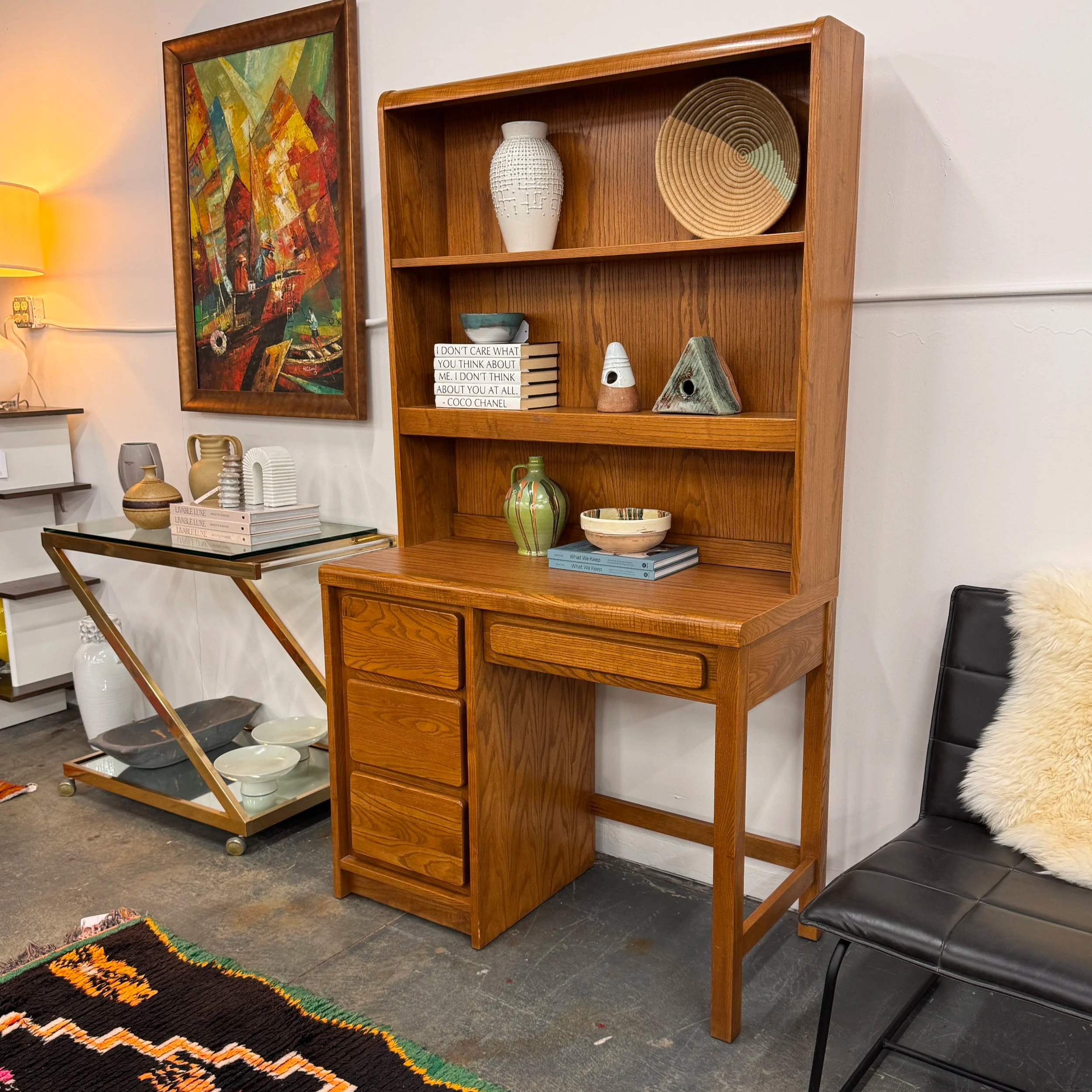 SOLD - Vintage Oak Hutch Desk