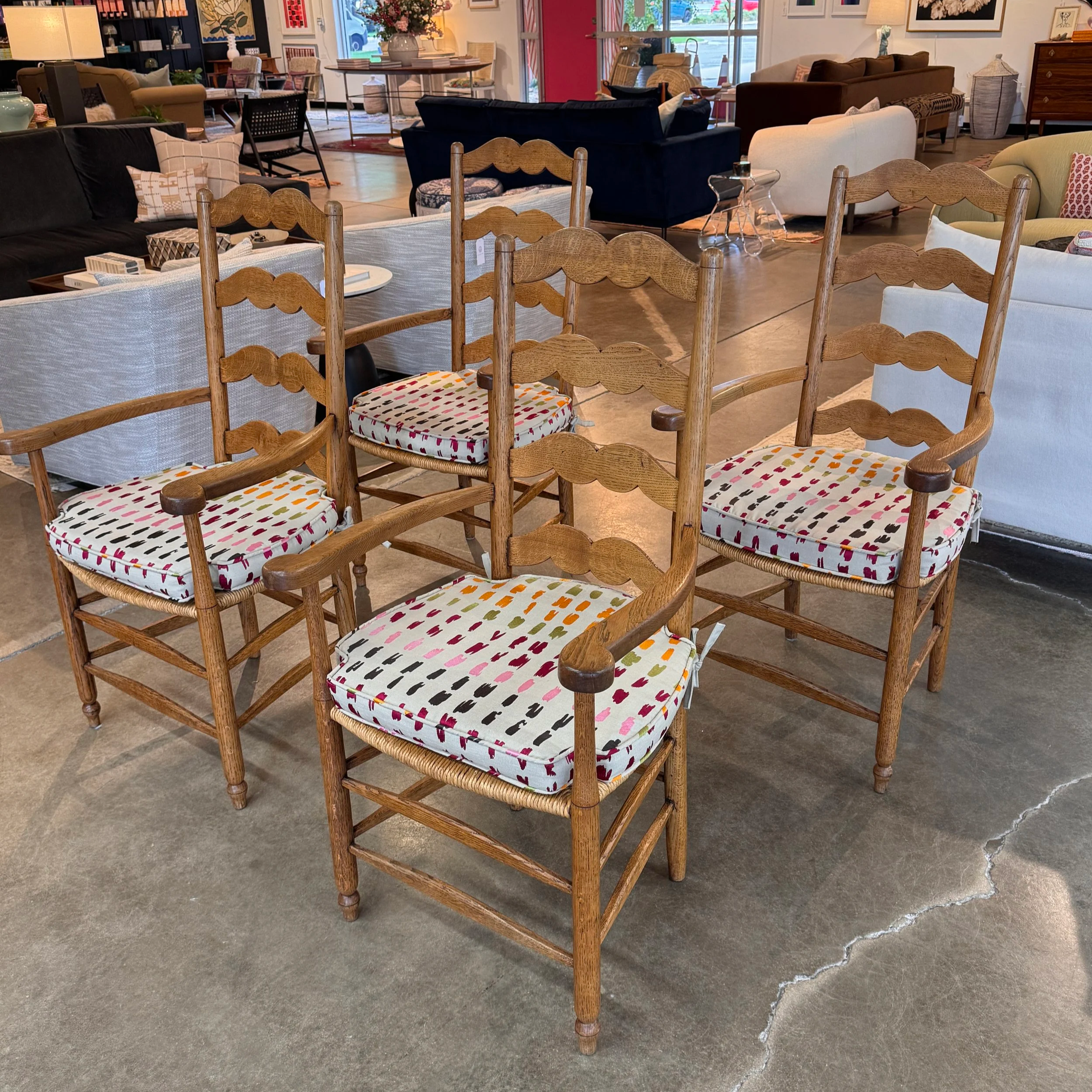 SET OF 4 Antique English Ladderback Chairs