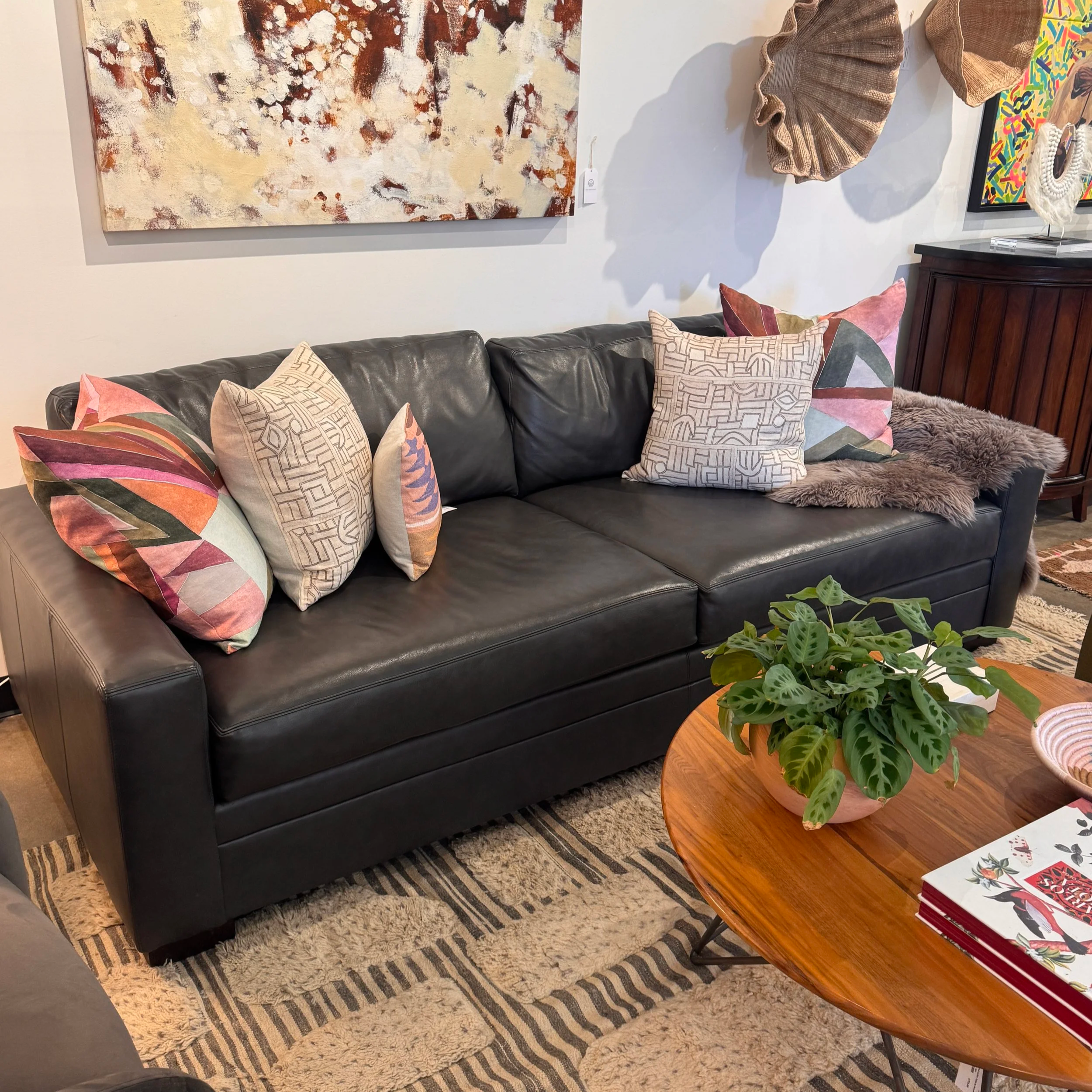 SOLD - Mitchell Gold Leather Sofa (94W x 41D x 27H)