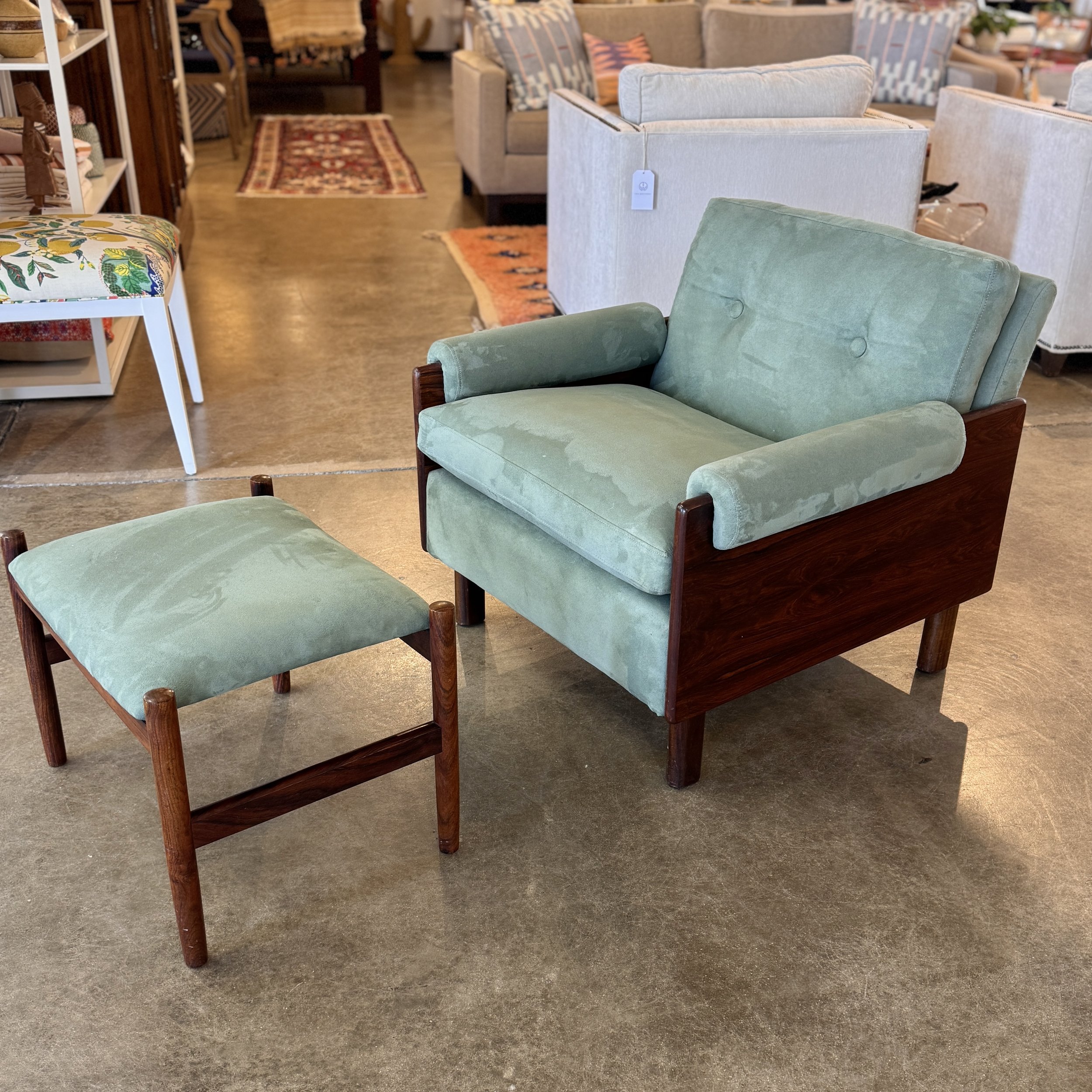 SOLD - MCM Percival Lafer Style Rosewood Chair & Ottoman (30W x 28D x 27H)