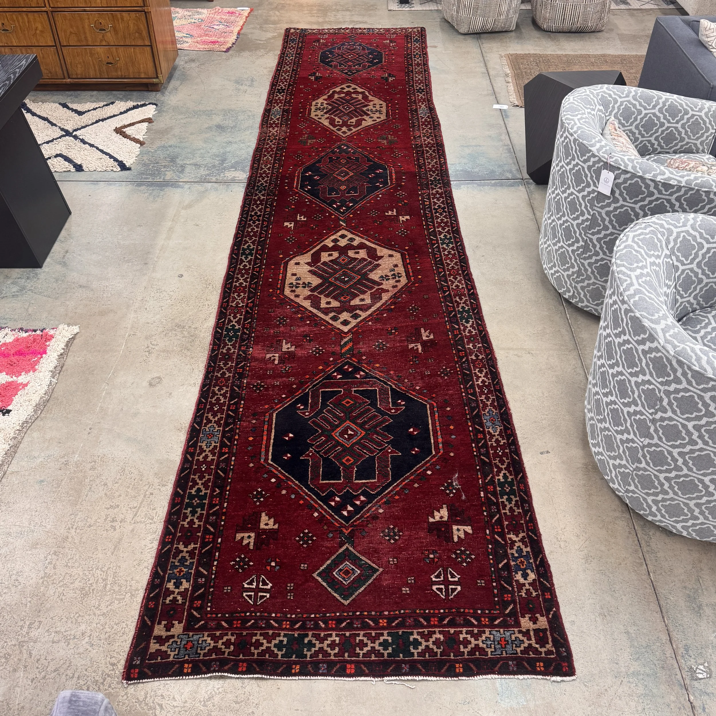 Antique Persian Tribal Runner (15.4' x 3.75')