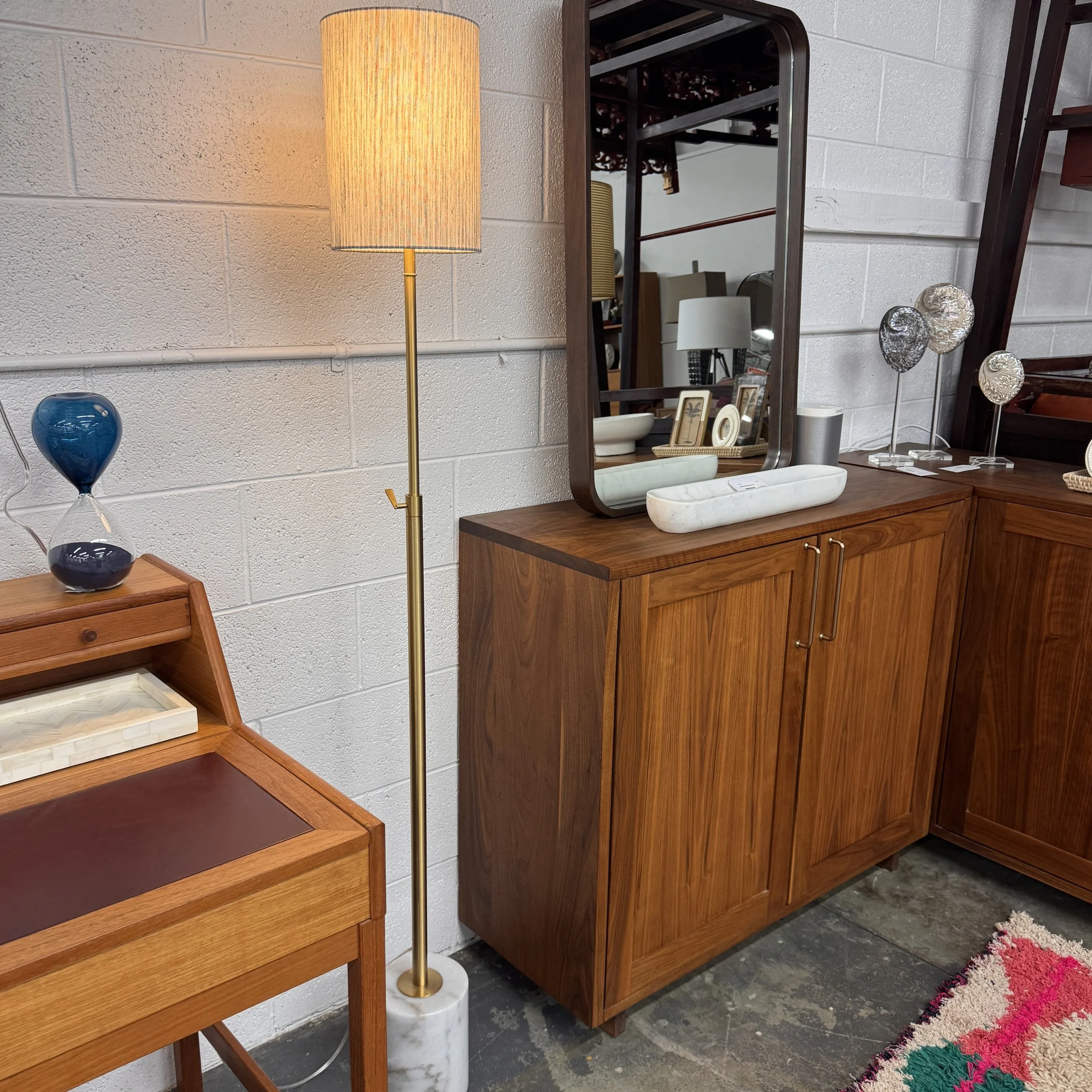 SOLD - Marble Base Floor Lamp (65H)