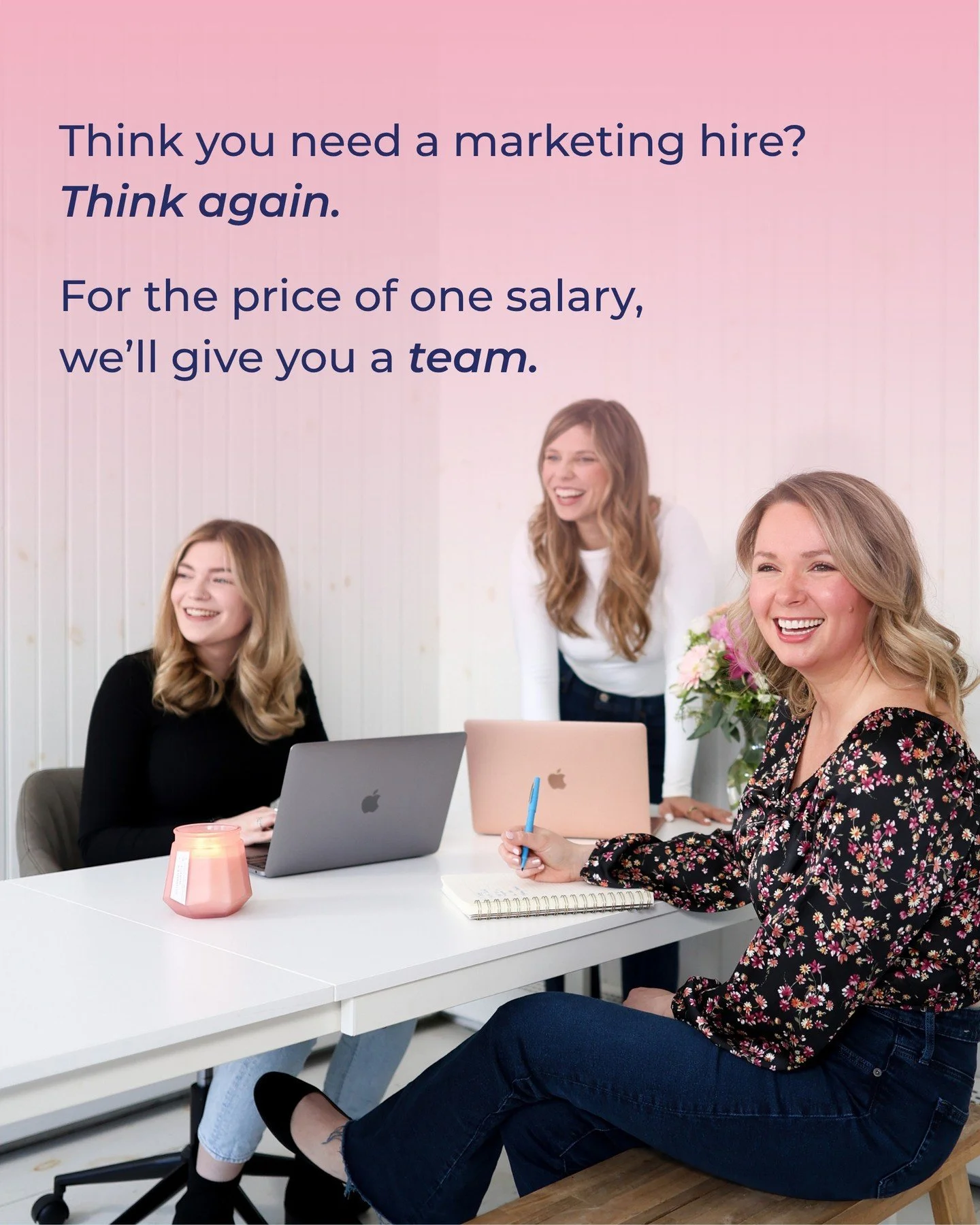Why hire one person when you can have a whole team on your side? From strategy to social to content creation, we handle it all so you can focus on running your business (and maybe even take a day off) 😊🍾 

#socialmediamarketing #digitalmarketing #o