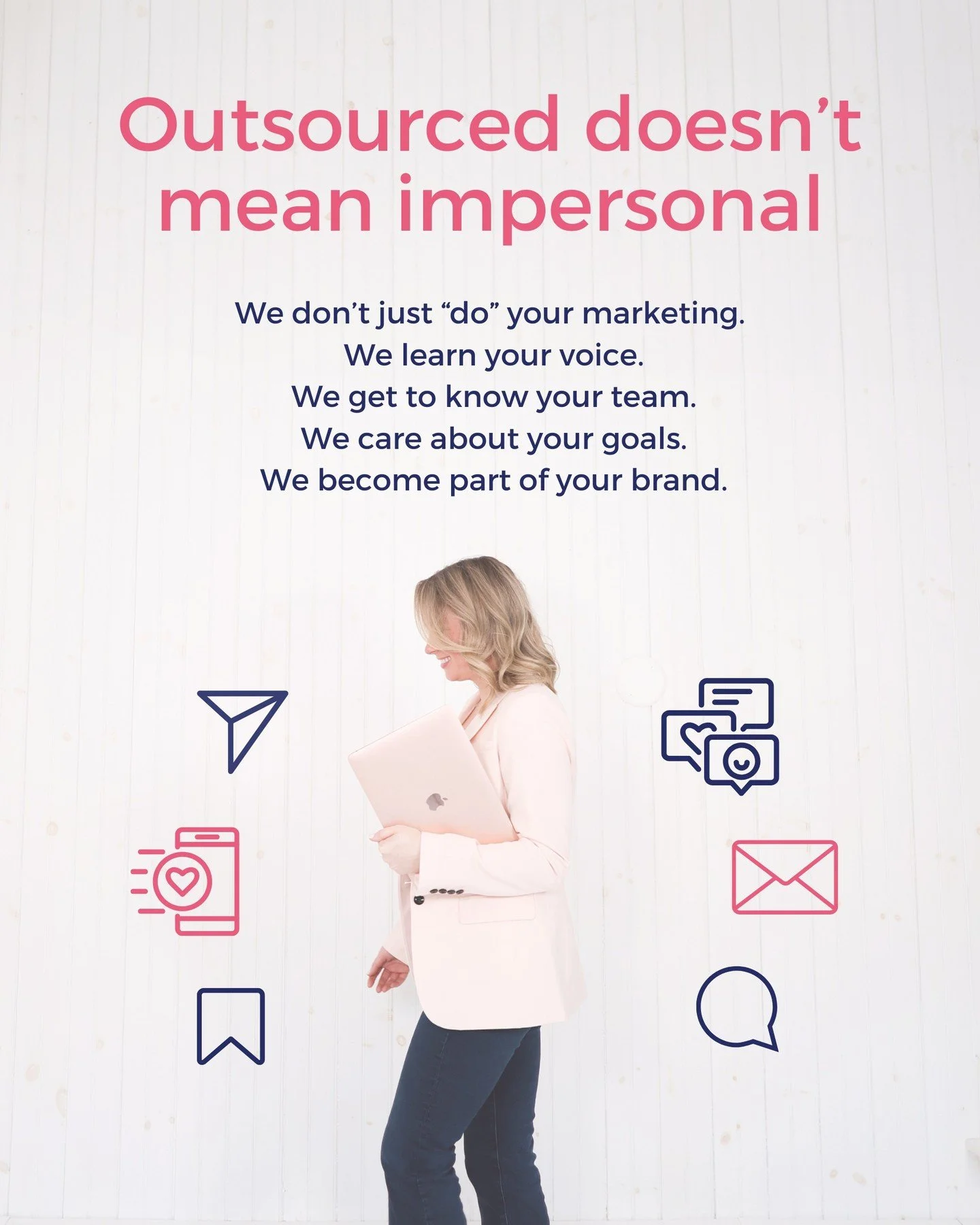 When you outsource your marketing to Bubbly, you are not handing it off to strangers. You are gaining a creative partner who truly gets you. 

We take the time to understand your brand, your voice, and your vision so every post, email, and strategy f