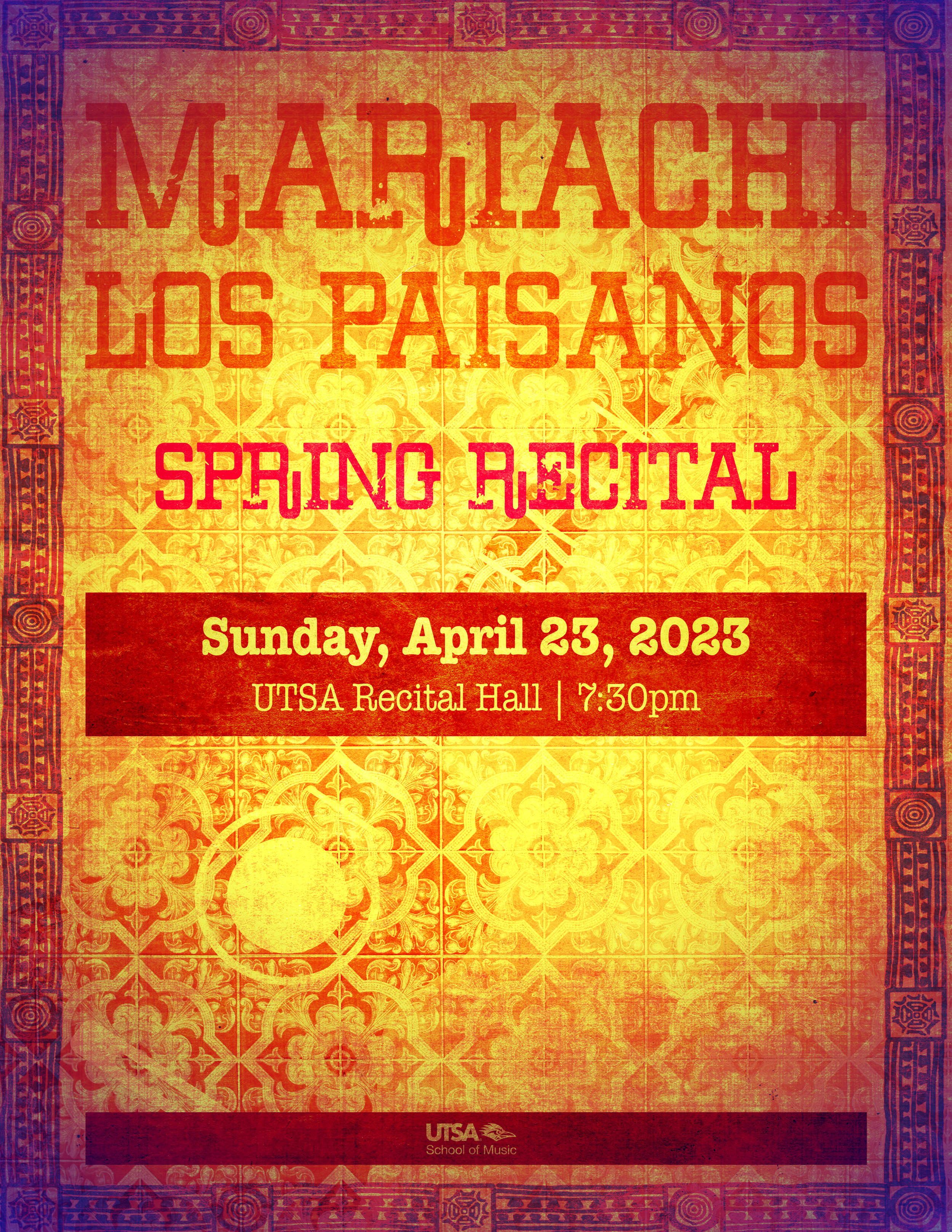 Work sample: "UTSA Mariachi Spring Recital 2023". UTSA's Mariachi Los Paisanos will perform an afternoon of mariachi music.