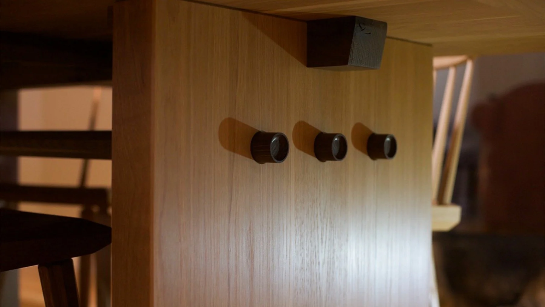 A fun fact about ammonia &amp; oak:

The underside of the big oak table is all amonia fumed oak. The process speaks to me in that the results are a natural chemical reaction and depending on the tannin content of the wood, the results can vary wildly