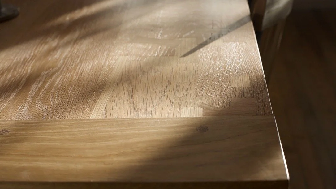 Big oak table detail - visual mending of a large crack.

Unedited shot on my 26 year old canon 5d.
