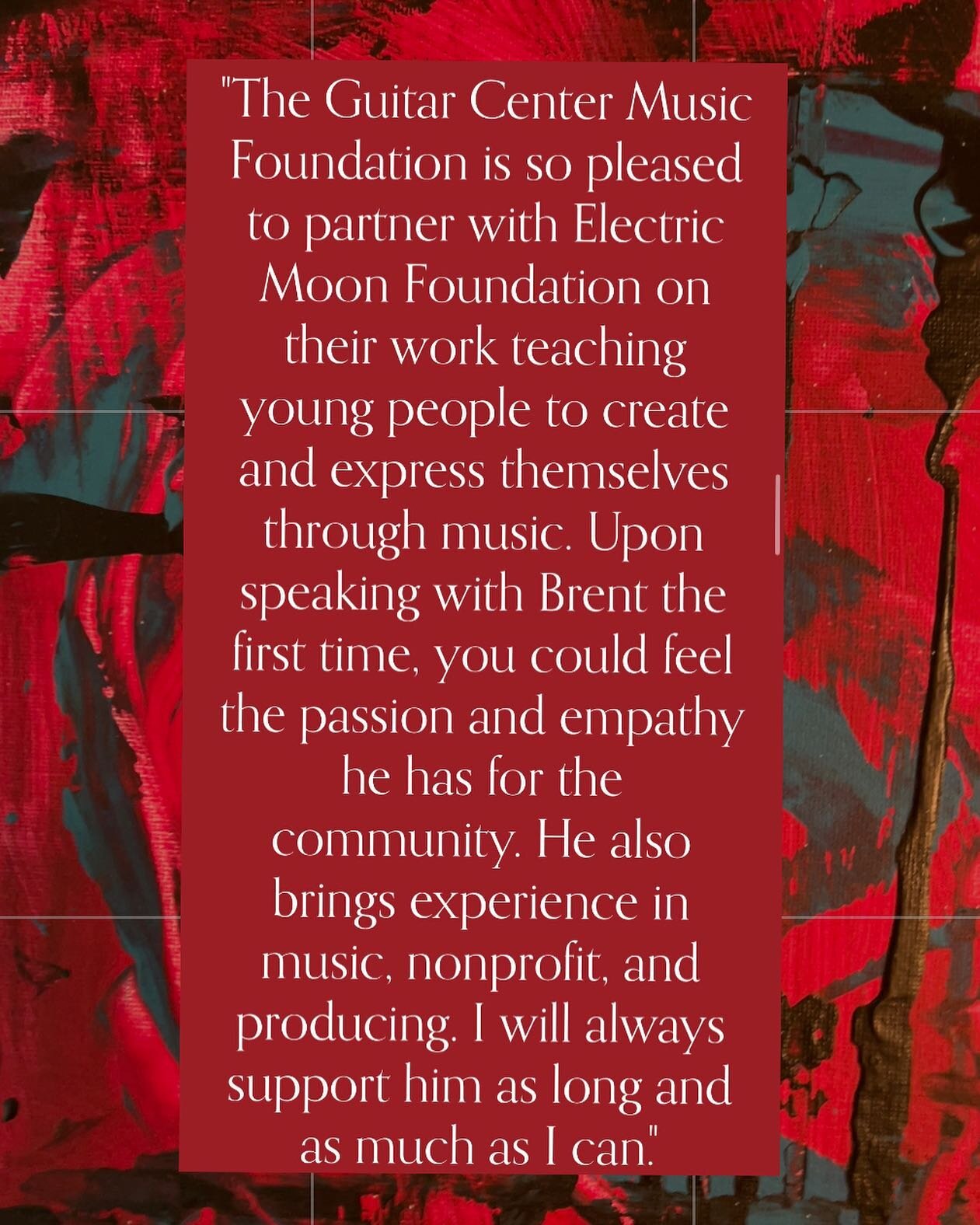 Here @electricmoon.foundation we&rsquo;d like to deliver a very Big Shout Out to all of the Amazing people @guitarcenterfoundation for standing with EMF since day 1! In particular Myka Jimenez @miller.myka for helping to open the door to all of this!
