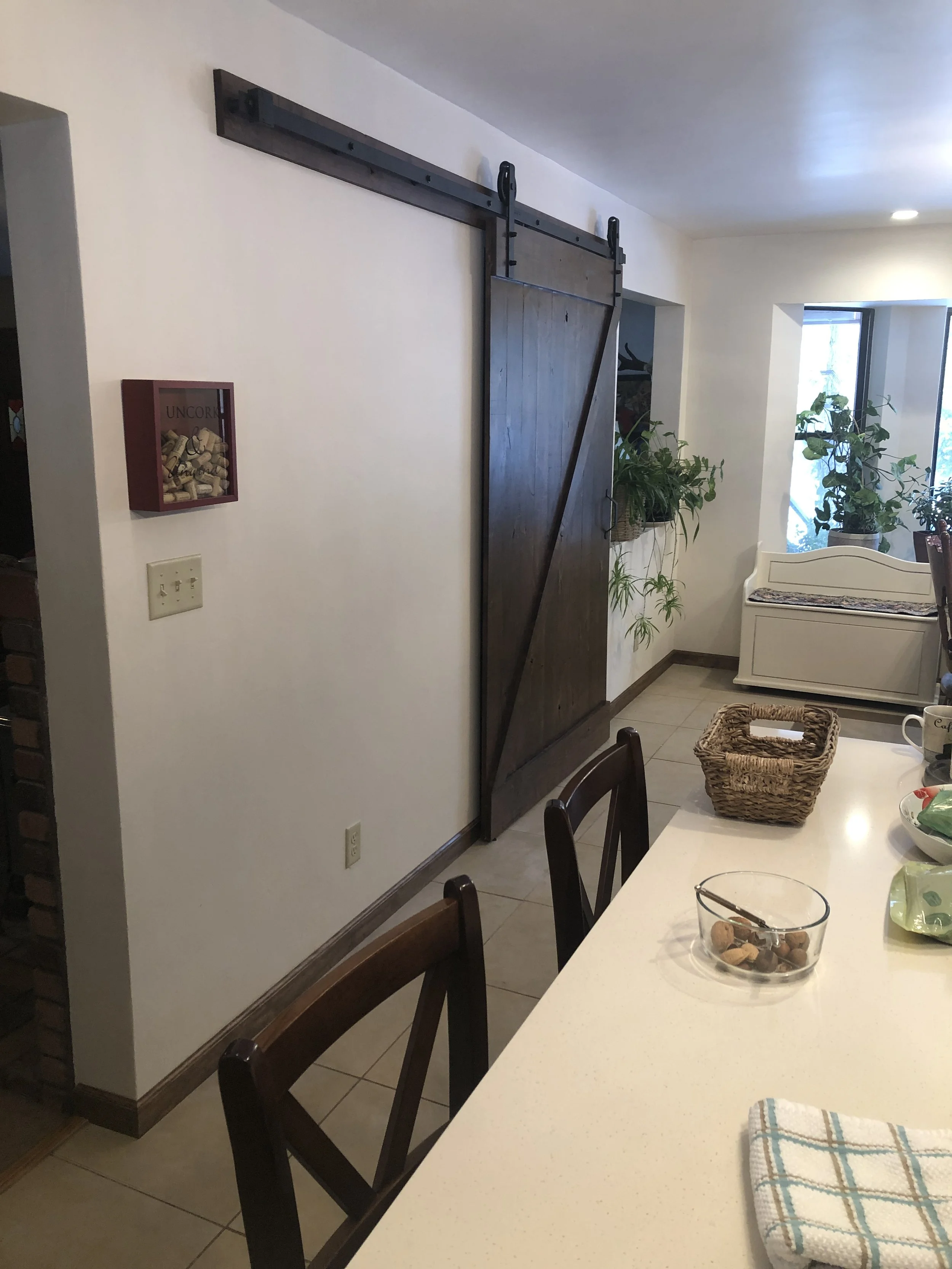 Kitchen Barn Door Office Nook