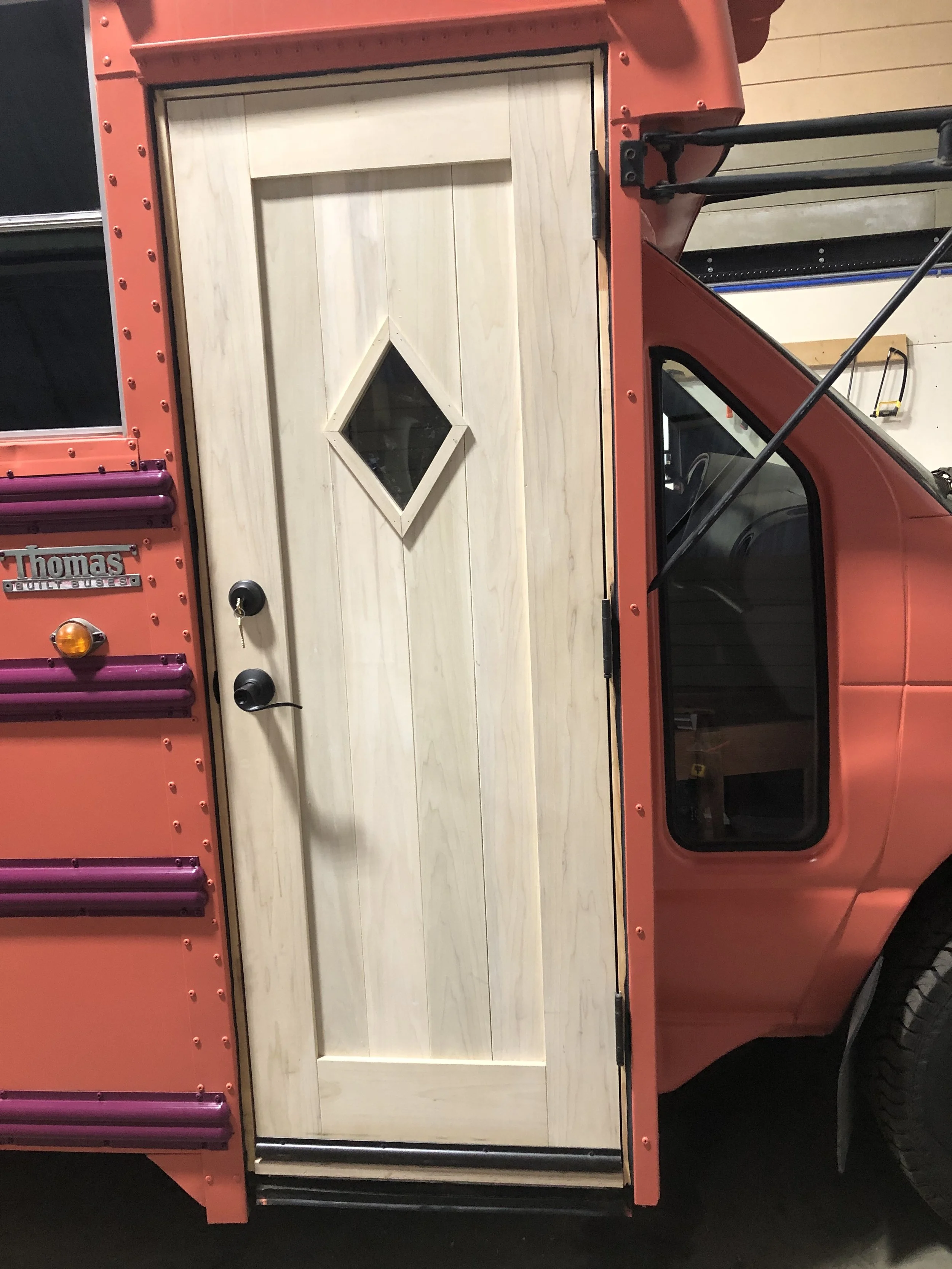 Skoolie Custom Door Installed