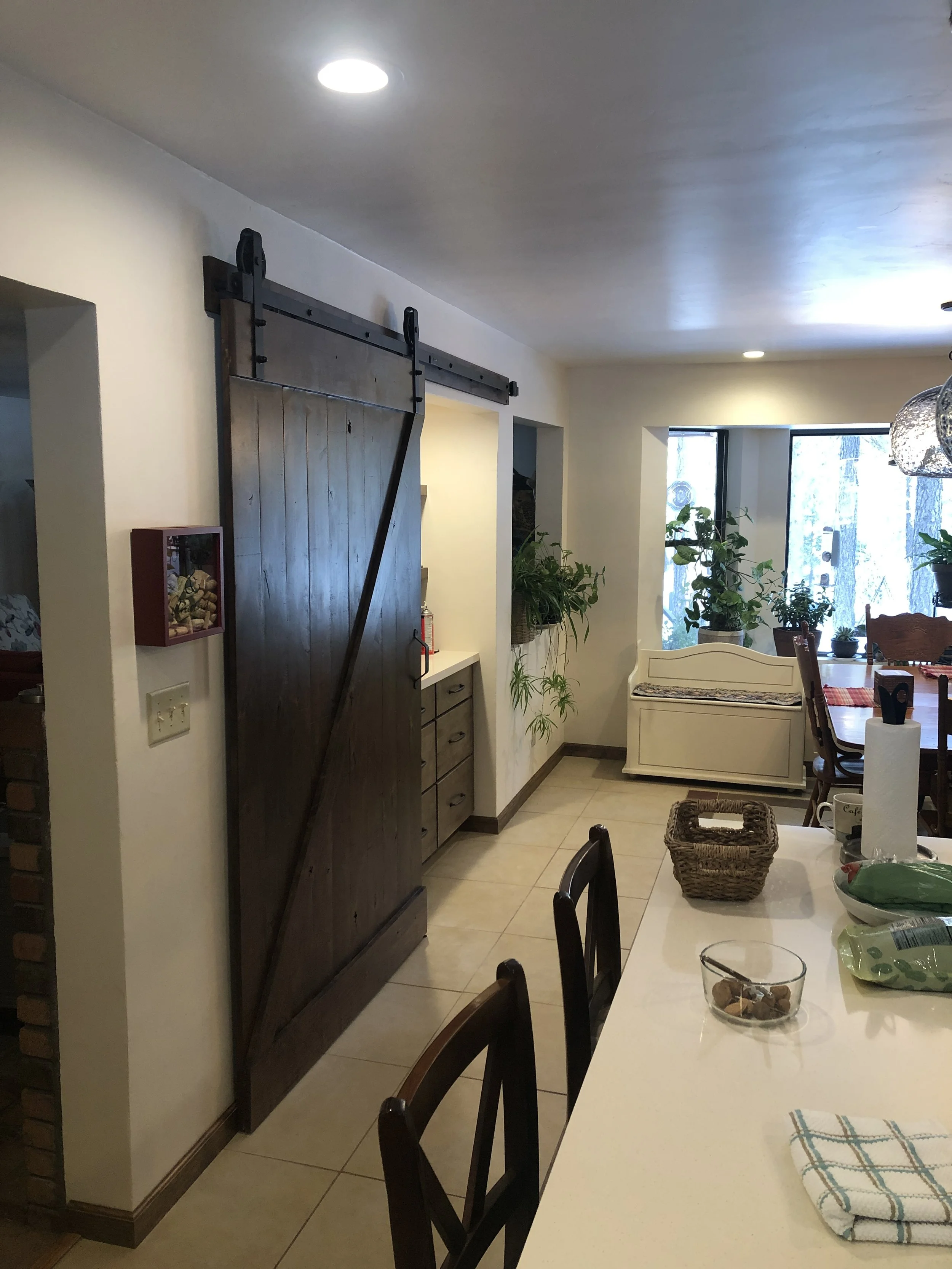 Kitchen Barn Door Office Nook