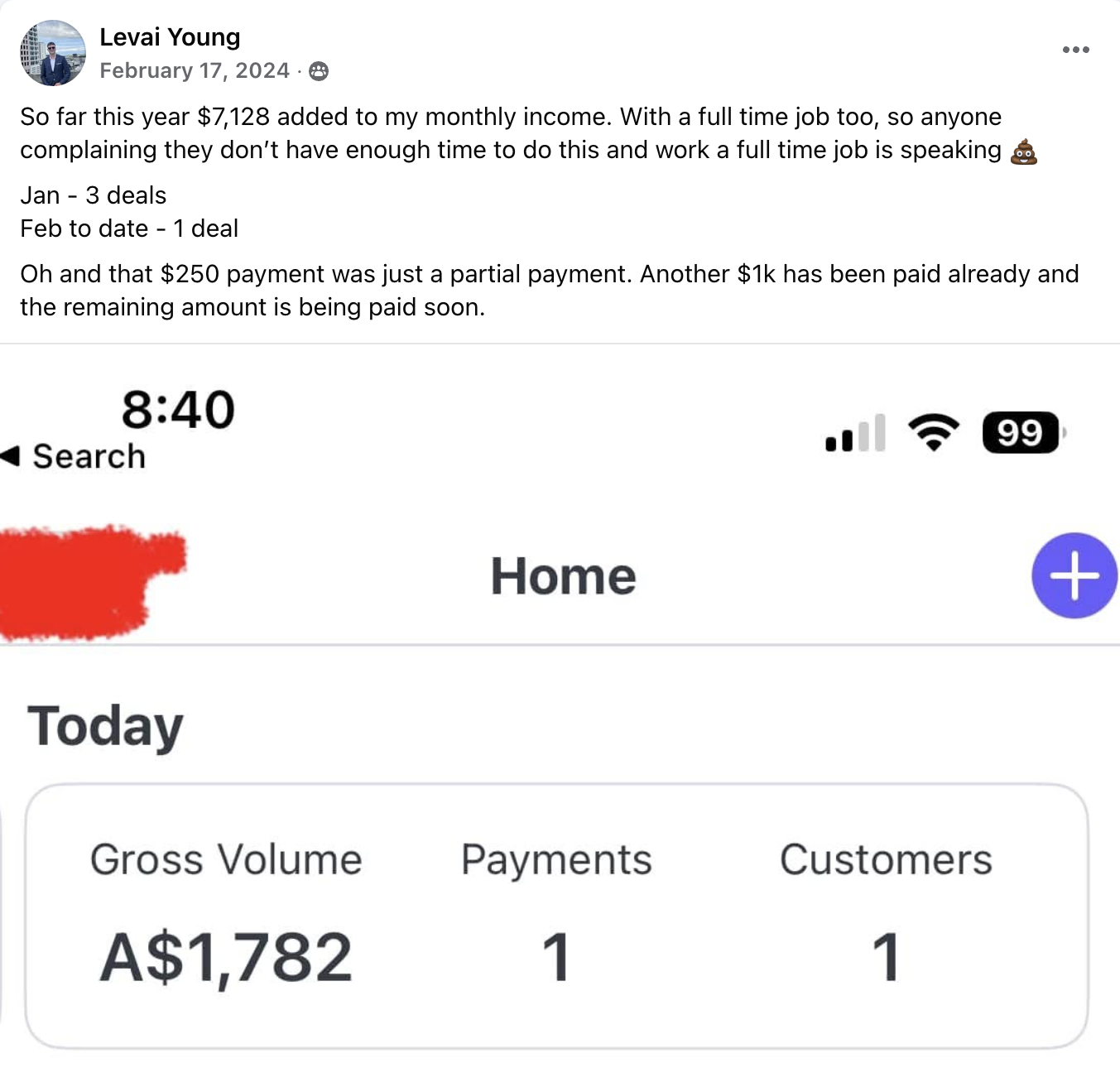 $7,128 monthly added income (with full time job)