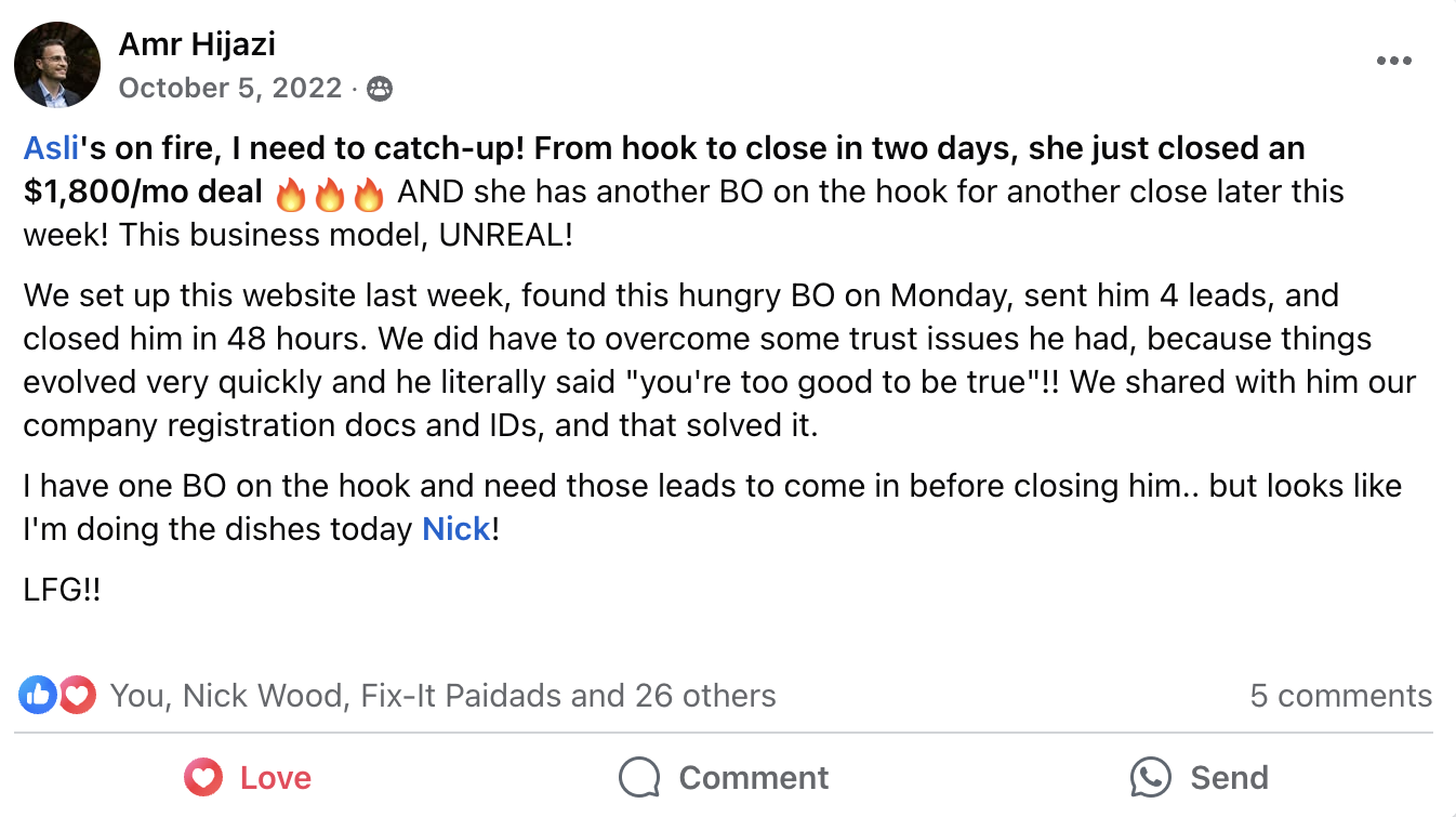 $1,800/mo deal (in two days)