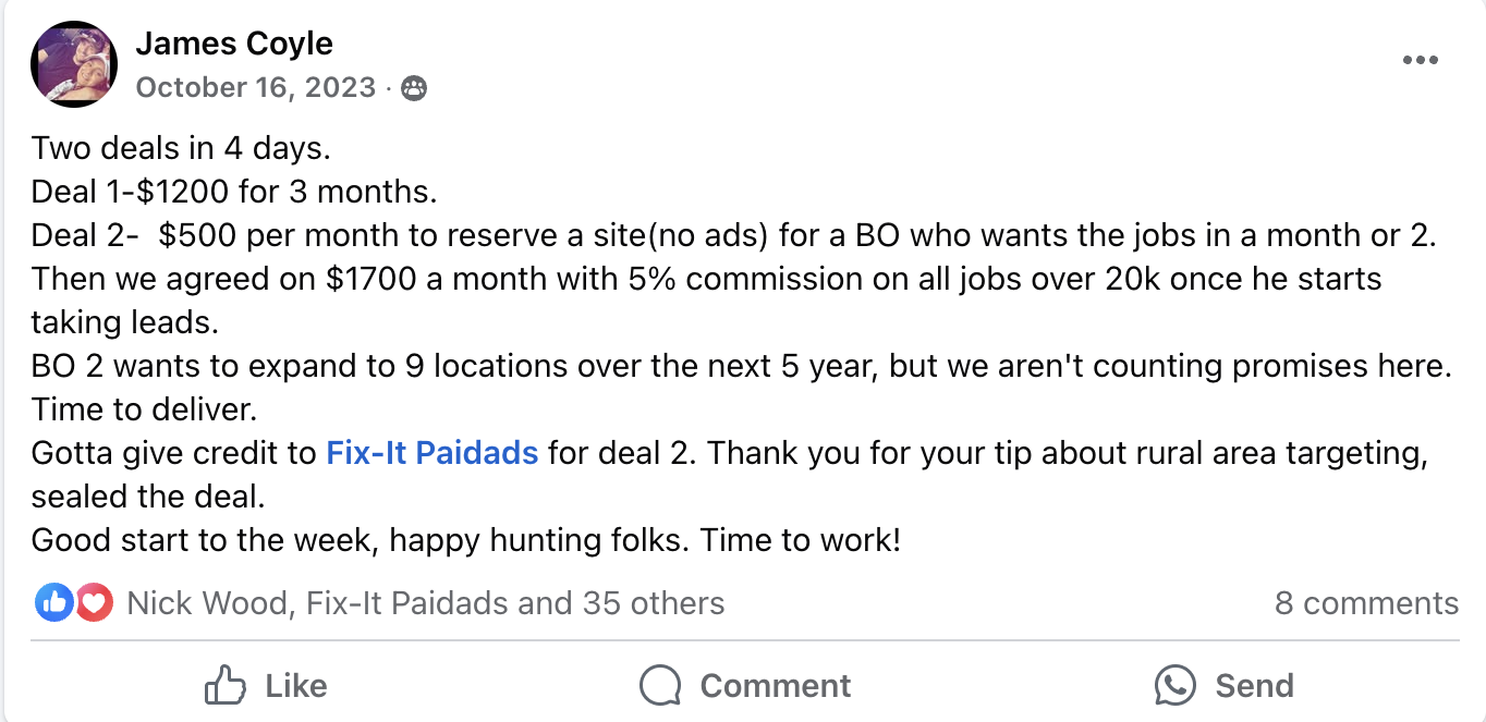 $1,700/mo deals (2 deals in 4 days)