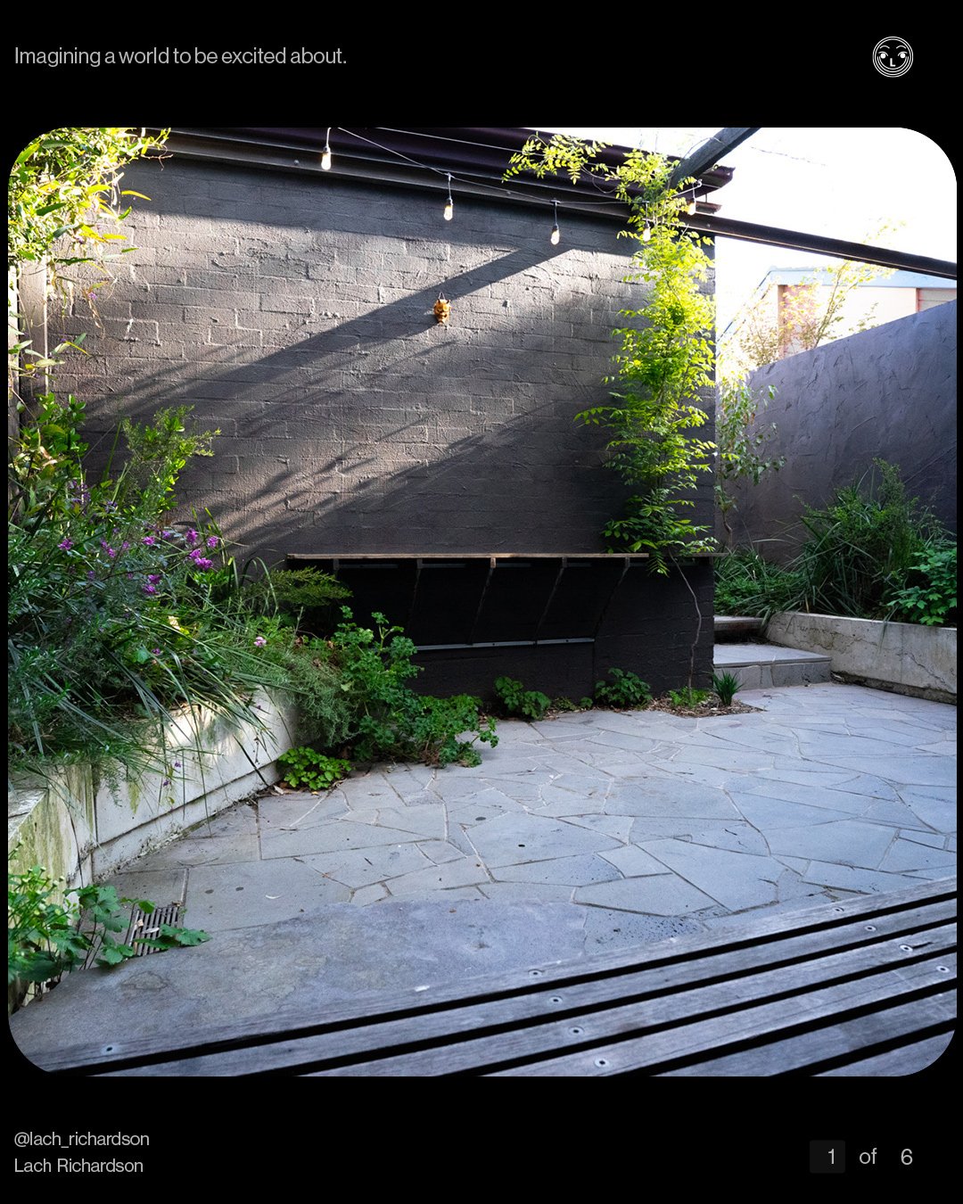 Swipe to see how a simple change in colour and texture can transform the entire feel of a space. In the &lsquo;Before&rsquo; shot, the white courtyard walls felt sterile and cold. But by texturing and layering rich, dark tones using Dulux Texture Fin