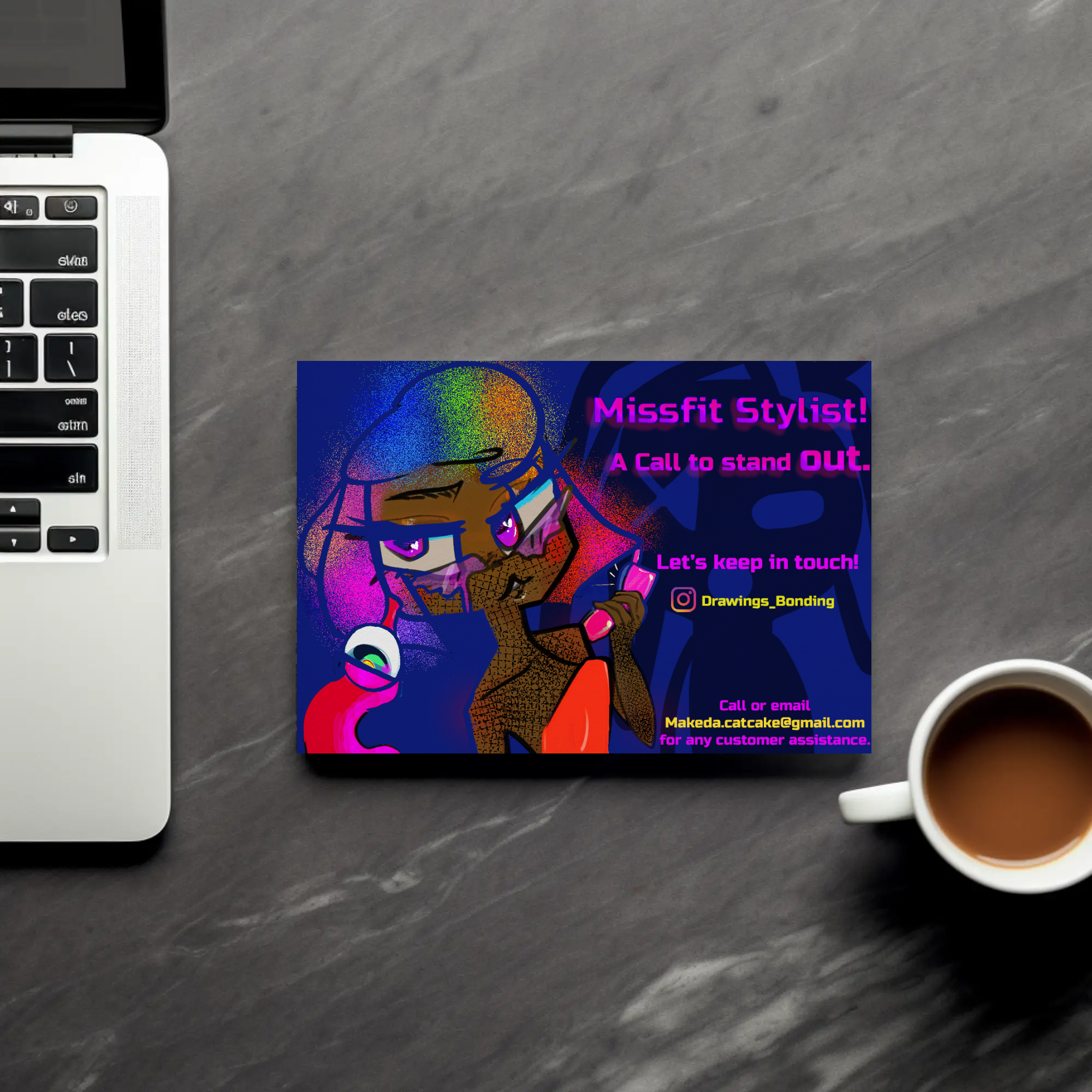 Classic handshake business card, given out during grad show events.