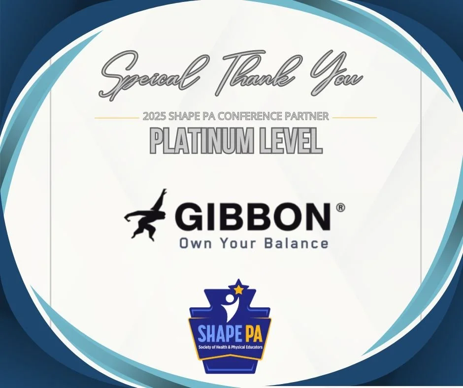 🎉 Platinum Sponsor Spotlight 🎉
We’re excited to welcome Gibbon as a Platinum Sponsor for the 2025 SHAPE PA Conference!
Since 2007, GIBBON has been a leader in creating innovative ways to make balance training accessible, effective, and fun
