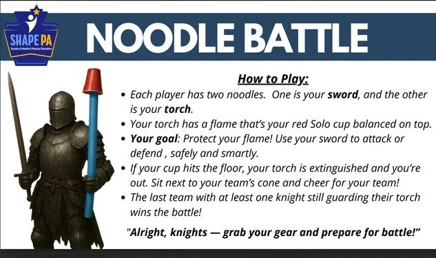 We also had a chance to play &ldquo;Noodle Battle&rdquo; during our Opening General Session! All you need is a solo cup and two short pool noodles. We played elimination-style, but it&rsquo;s easy to adapt the activity for your #physed classes so eve