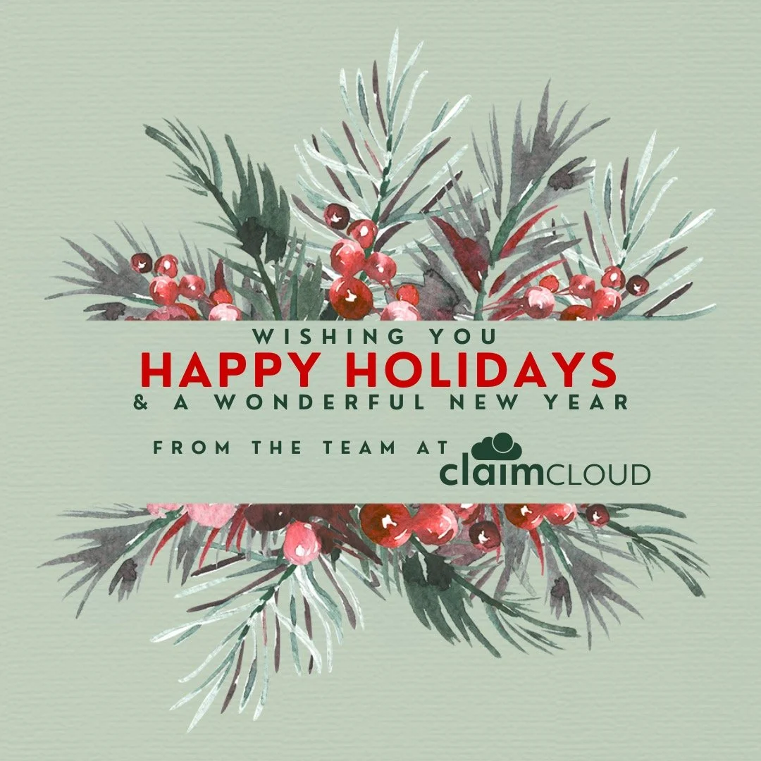 Happy Holidays and all the best for the coming New Year.

The ClaimCloud team would like to wish all of our clients, friends, suppliers and colleagues a wonderful and safe holiday period.

CONTACT US
USA + 1 808 465 5608 
AUS + 61 484 637 711 
mitch@