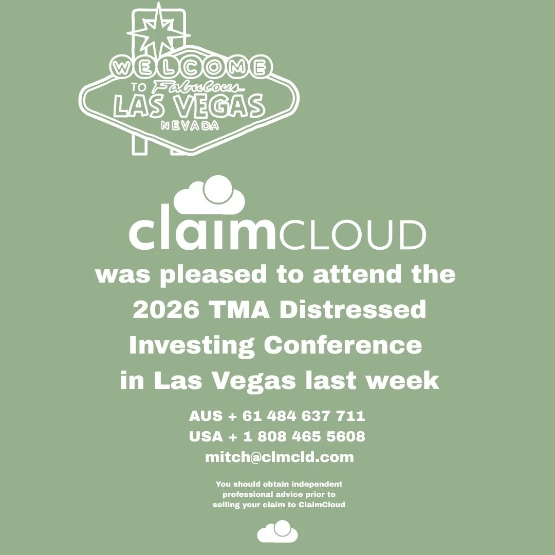 ClaimCloud was pleased to the attend the 2026 TMA Distressed Investing Conference in Las Vegas last week. It was an extremely productive few days of networking and industry insight. 

AUS + 61 484 637 711 
USA + 1 808 465 5608 
mitch@clmcld.com

🧐 A
