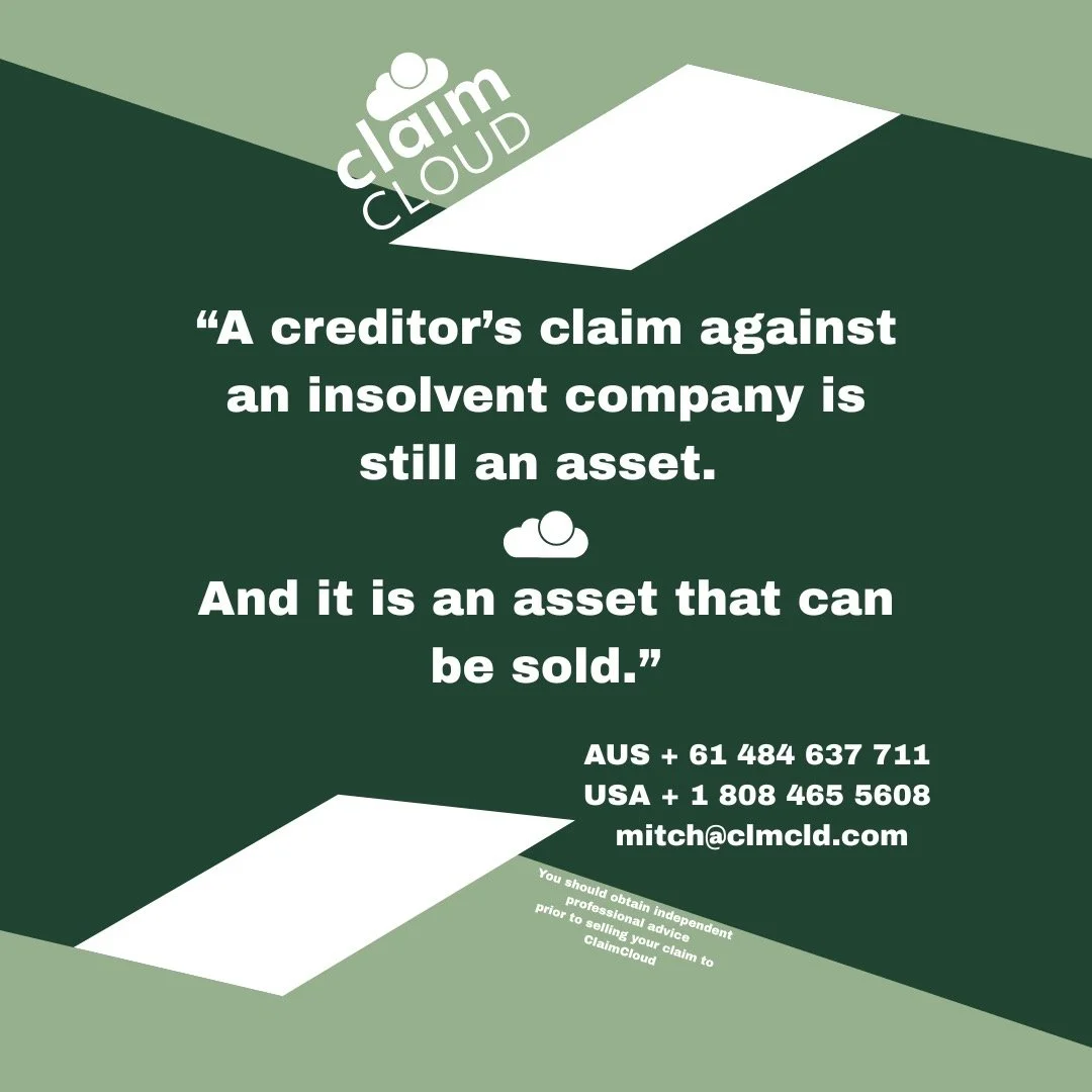 Are you ready to sell your asset?
Put this insolvency behind you.

Call CLAIMCLOUD today
AUS + 61 484 637 711 
USA + 1 808 465 5608 
mitch@clmcld.com

🧐 Any information provided by ClaimCloud is not intended to constitute any financial or investment