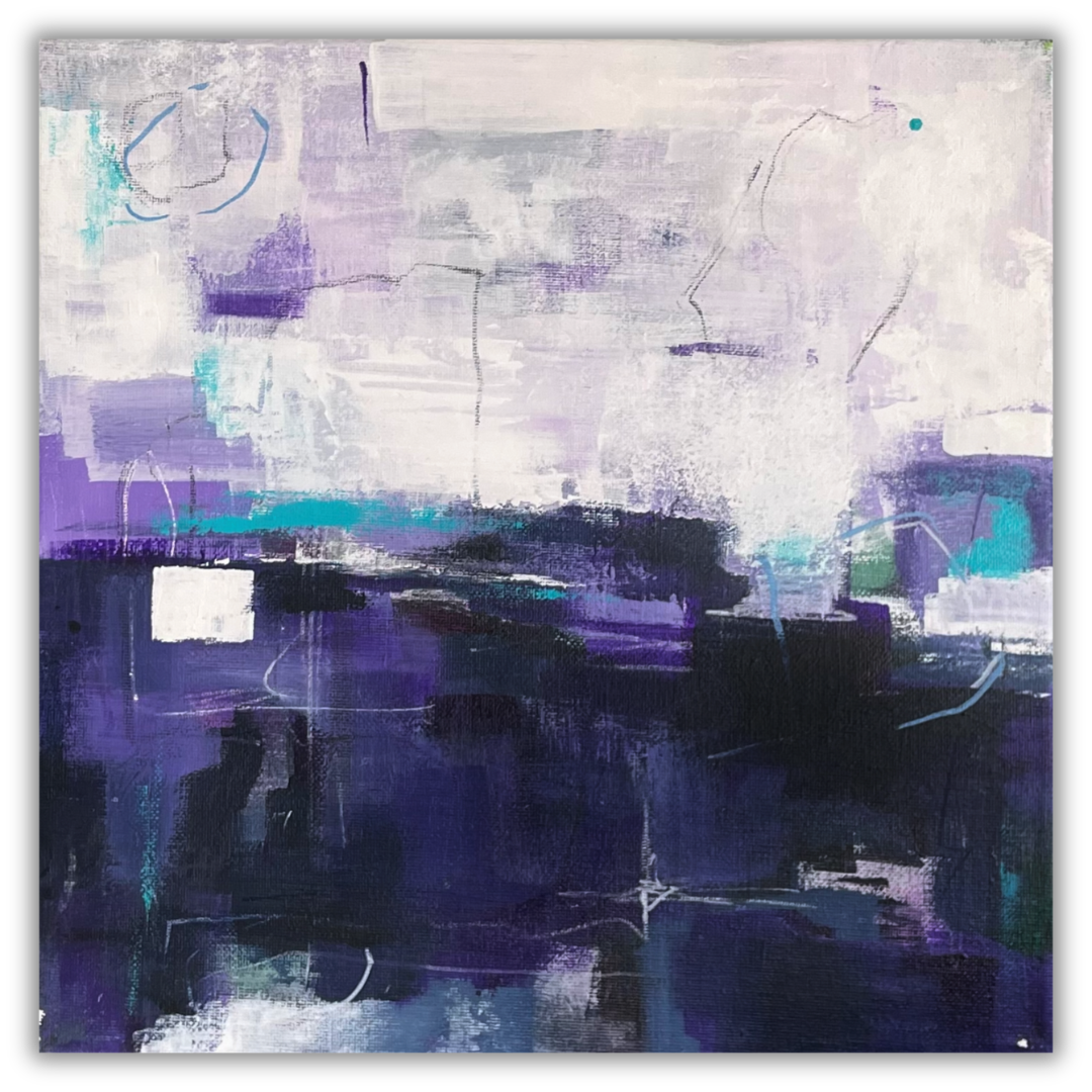 White/Violet Study ~ Acrylic on Canvas ~ 12" x 12" x 0.5" ~ SOLD