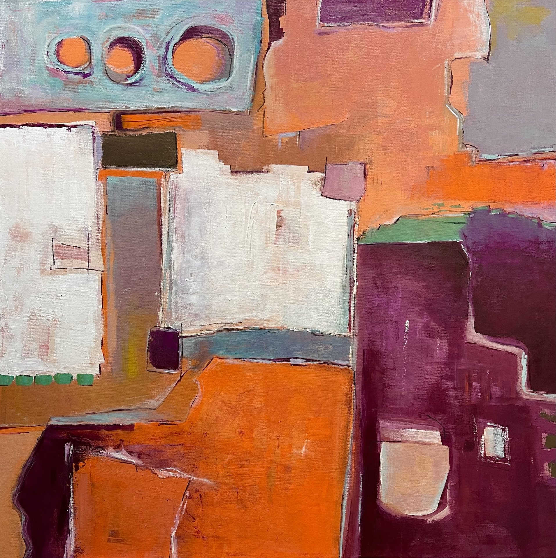 Citrus & Plum ~ Acrylic on Canvas ~ 30" x 30" x 0.75" ~ SOLD